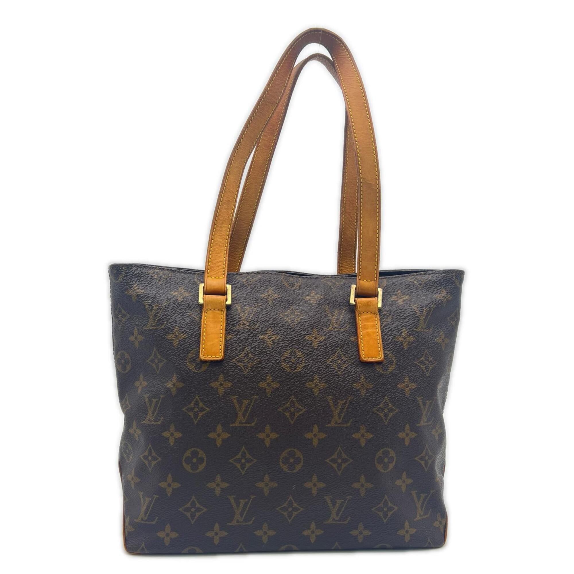 Louis Vuitton Beige Brown Coated Canvas Leather Handbag (Pre-Owned)
