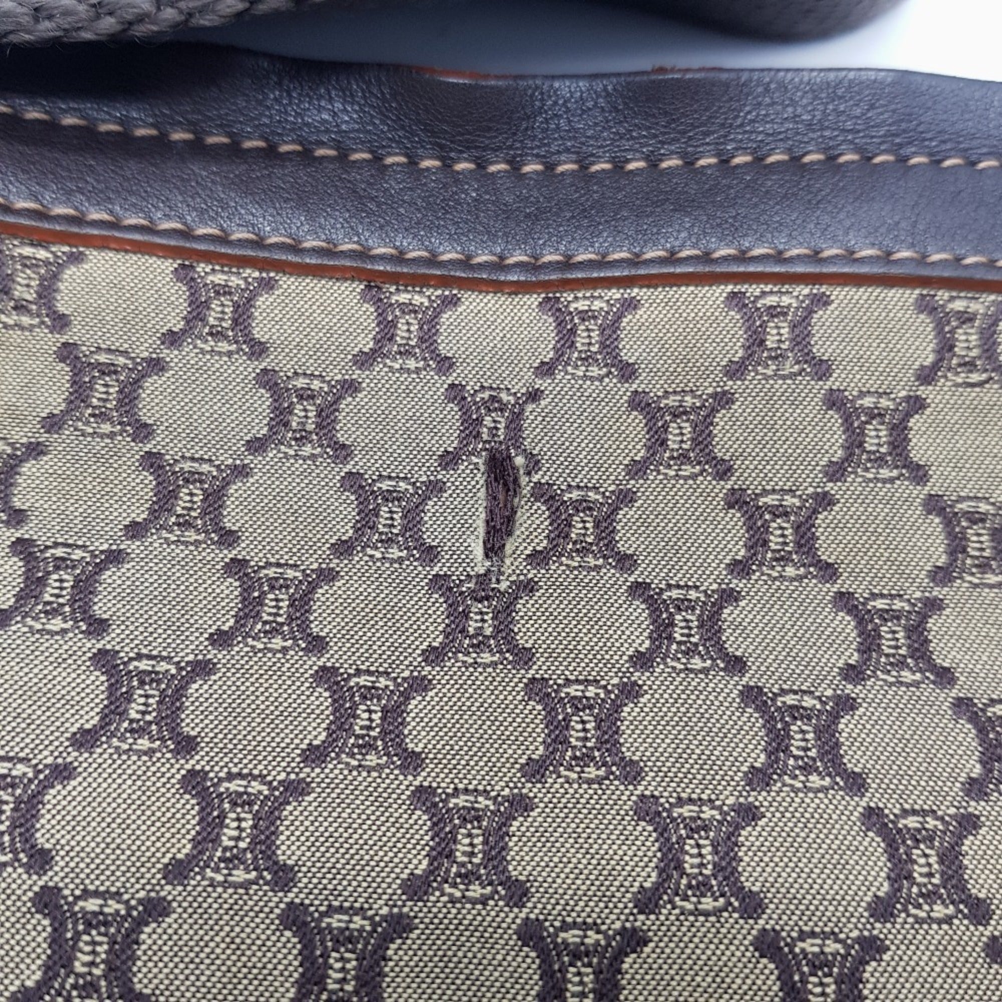Celine Macadam Brown Canvas Leather Shoulder Bag (Pre-Owned)
