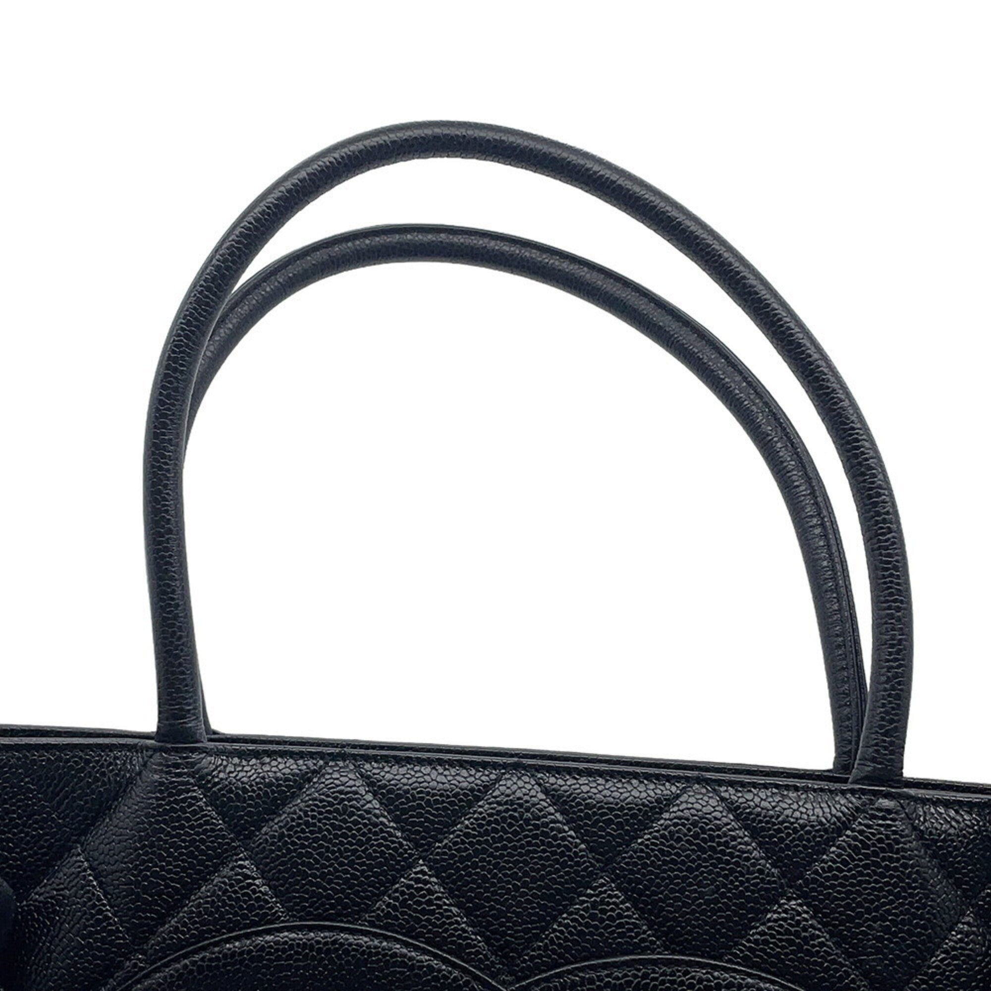 Chanel Matelasse Black Leather Handbag Tote Bag (Pre-Owned)