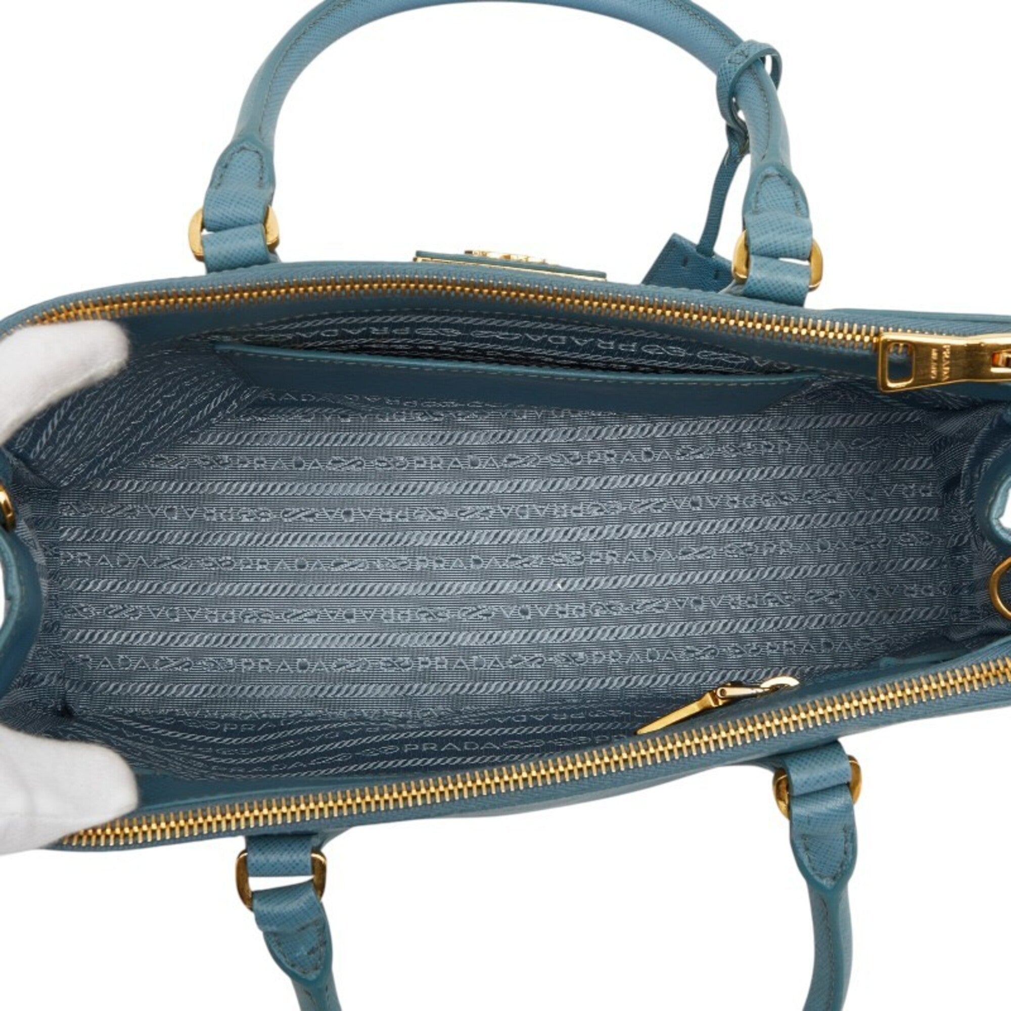 Prada Blue Leather Handbag Shoulder Bag (Pre-Owned)