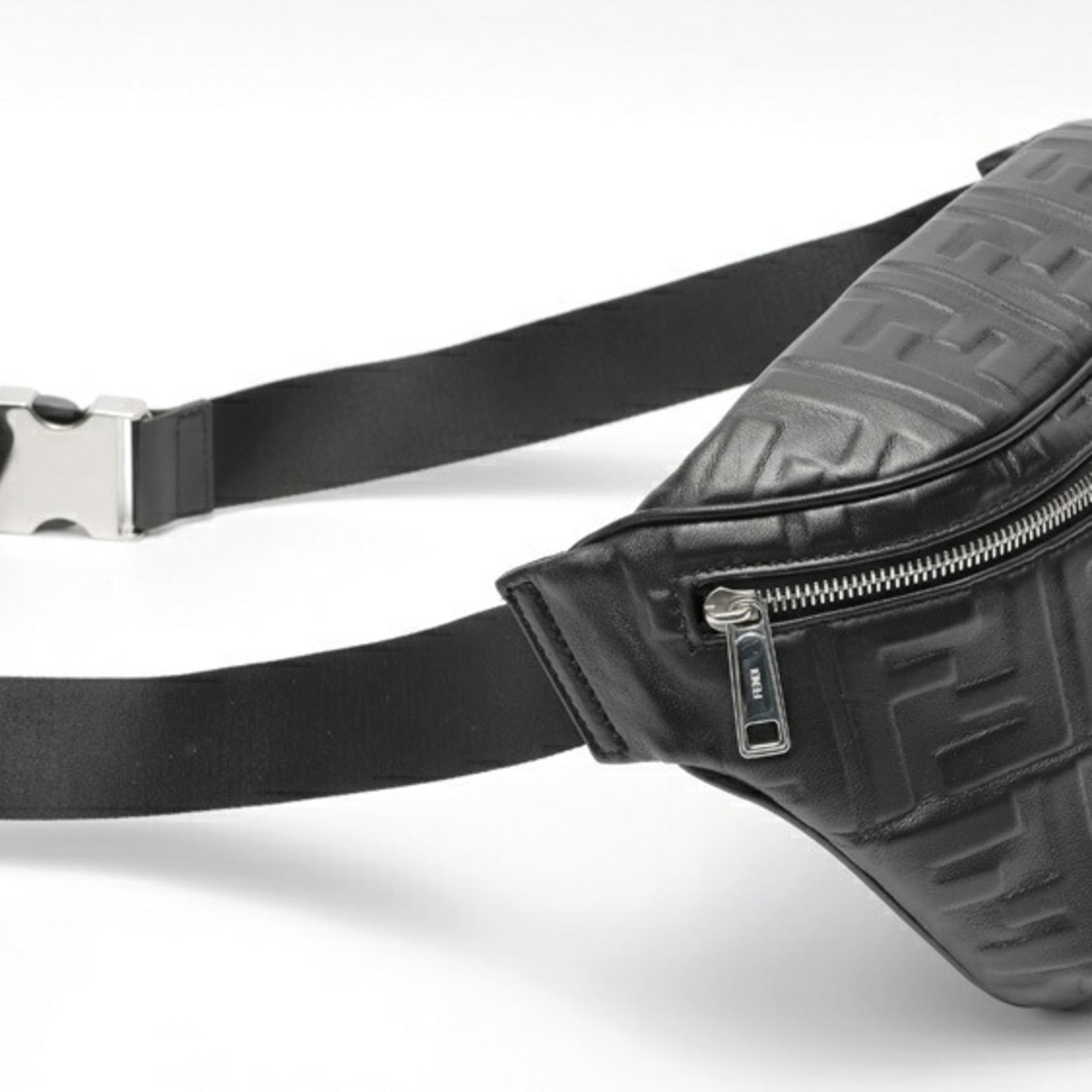 Fendi Black Leather Fanny Pack Sling Bag (Pre-Owned)