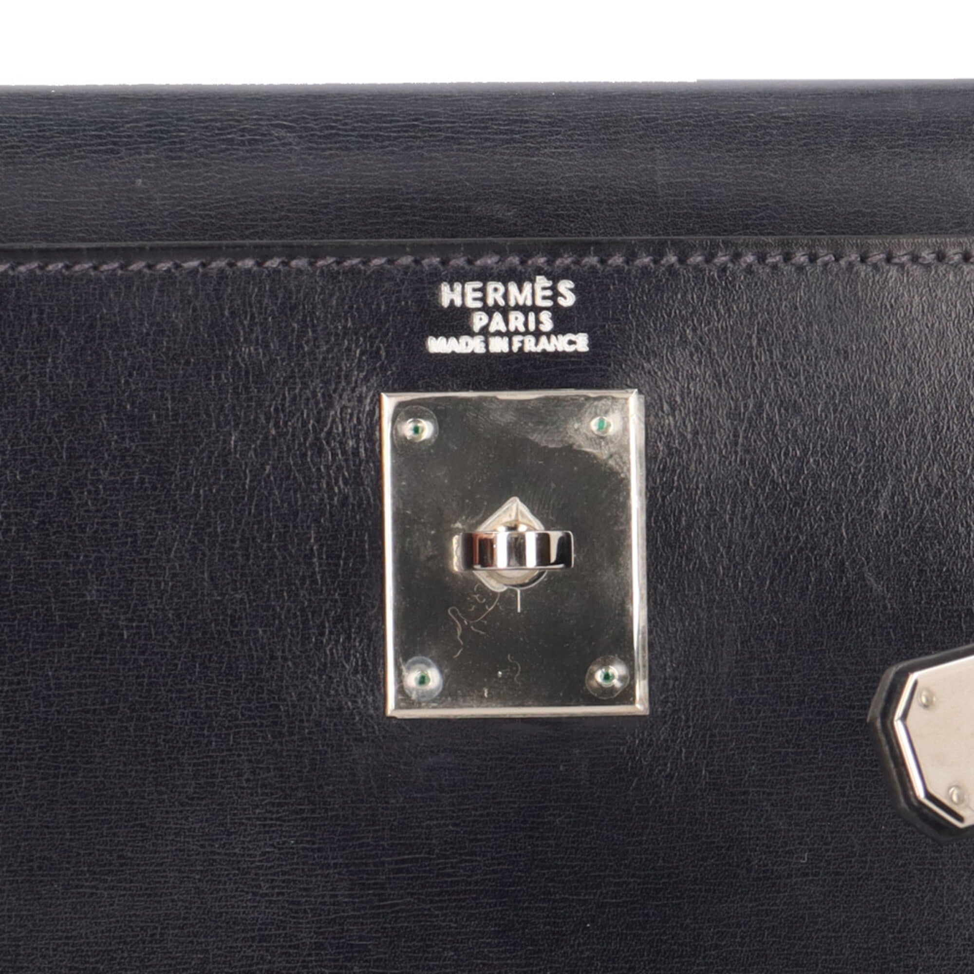 Hermes Blue Indigo Navy Box Calf Leather Shoulder Bag (Pre-Owned)