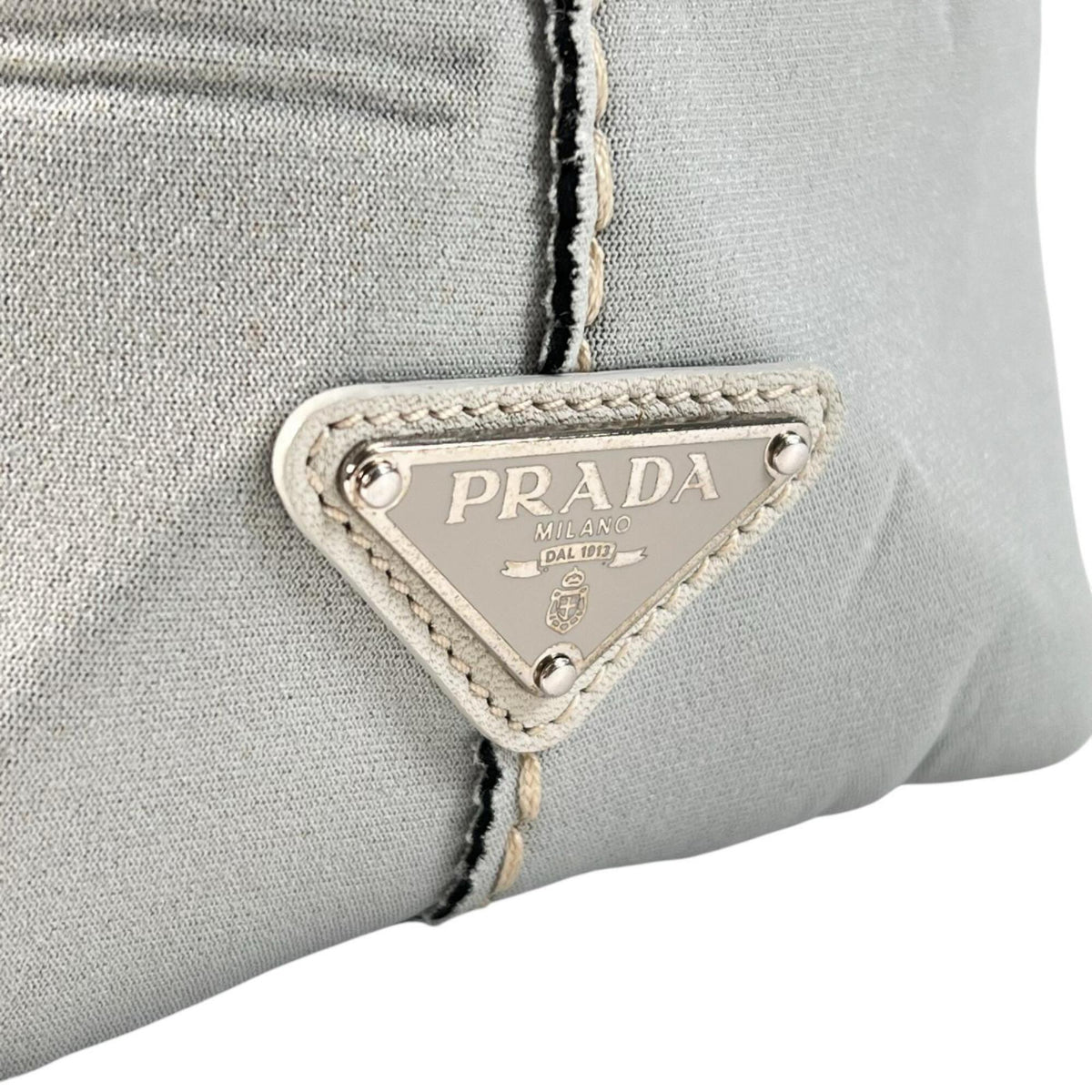 Prada Gray Leather Neoprene Tote Bag (Pre-Owned)
