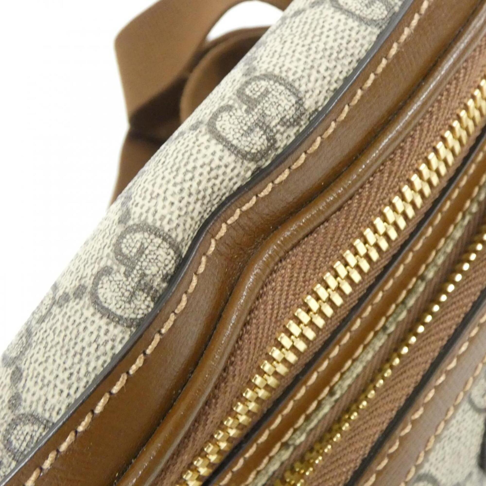 Gucci Beige Brown Gg Supreme Leather Fanny Pack (Pre-Owned)