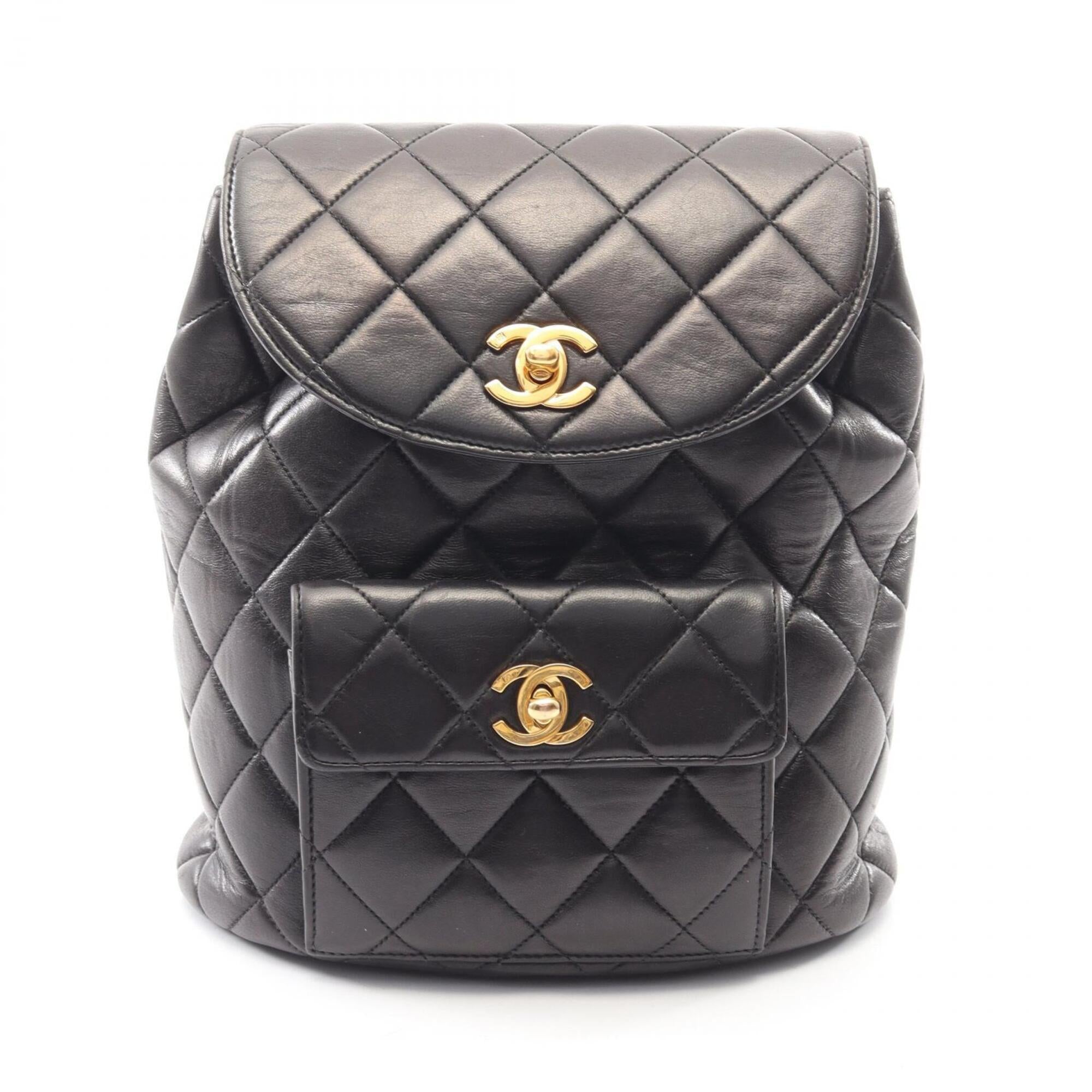 Chanel Black Leather Backpack Handbag (Pre-Owned)