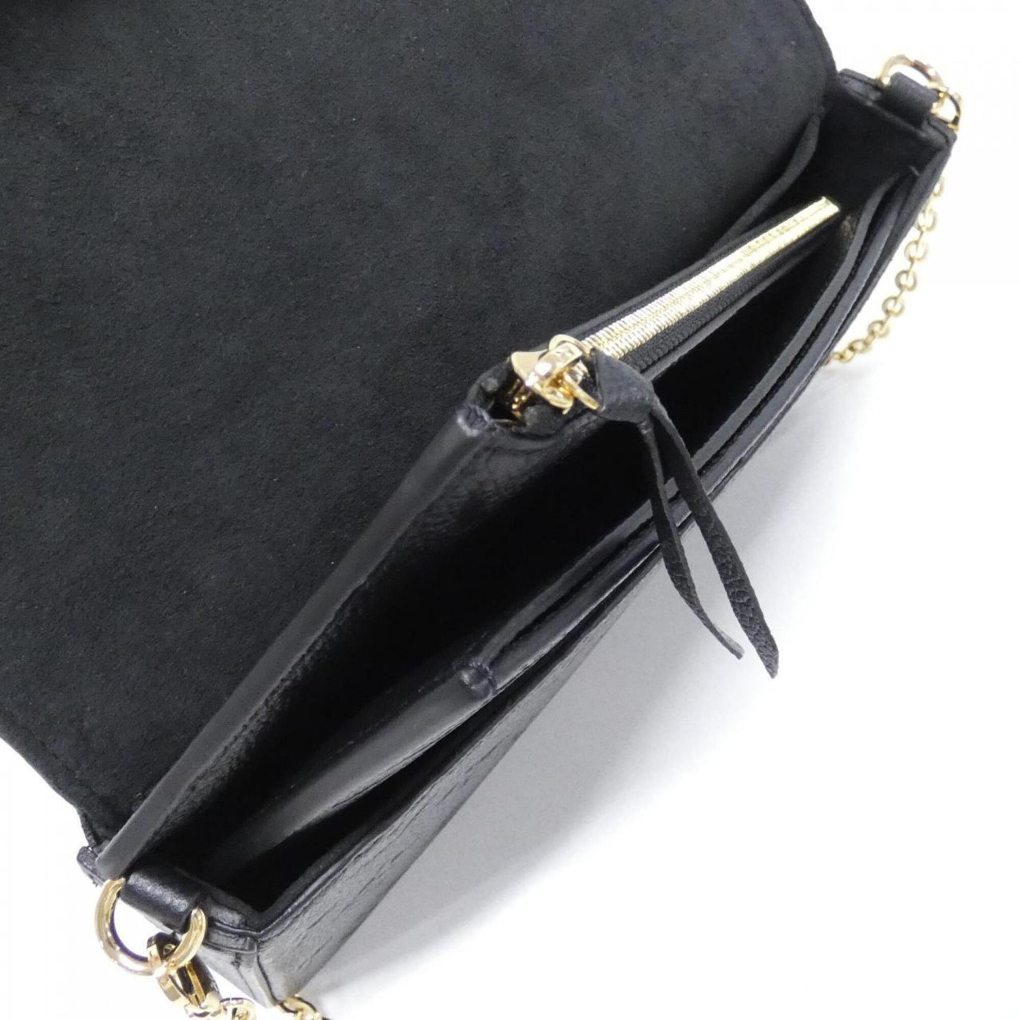 Louis Vuitton Black Leather Pochette Shoulder Bag (Pre-Owned)