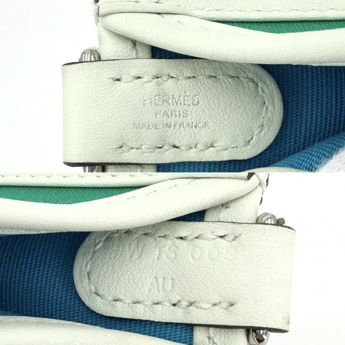 Hermes Green Mint Green Canvas Leather Shoulder Bag (Pre-Owned)
