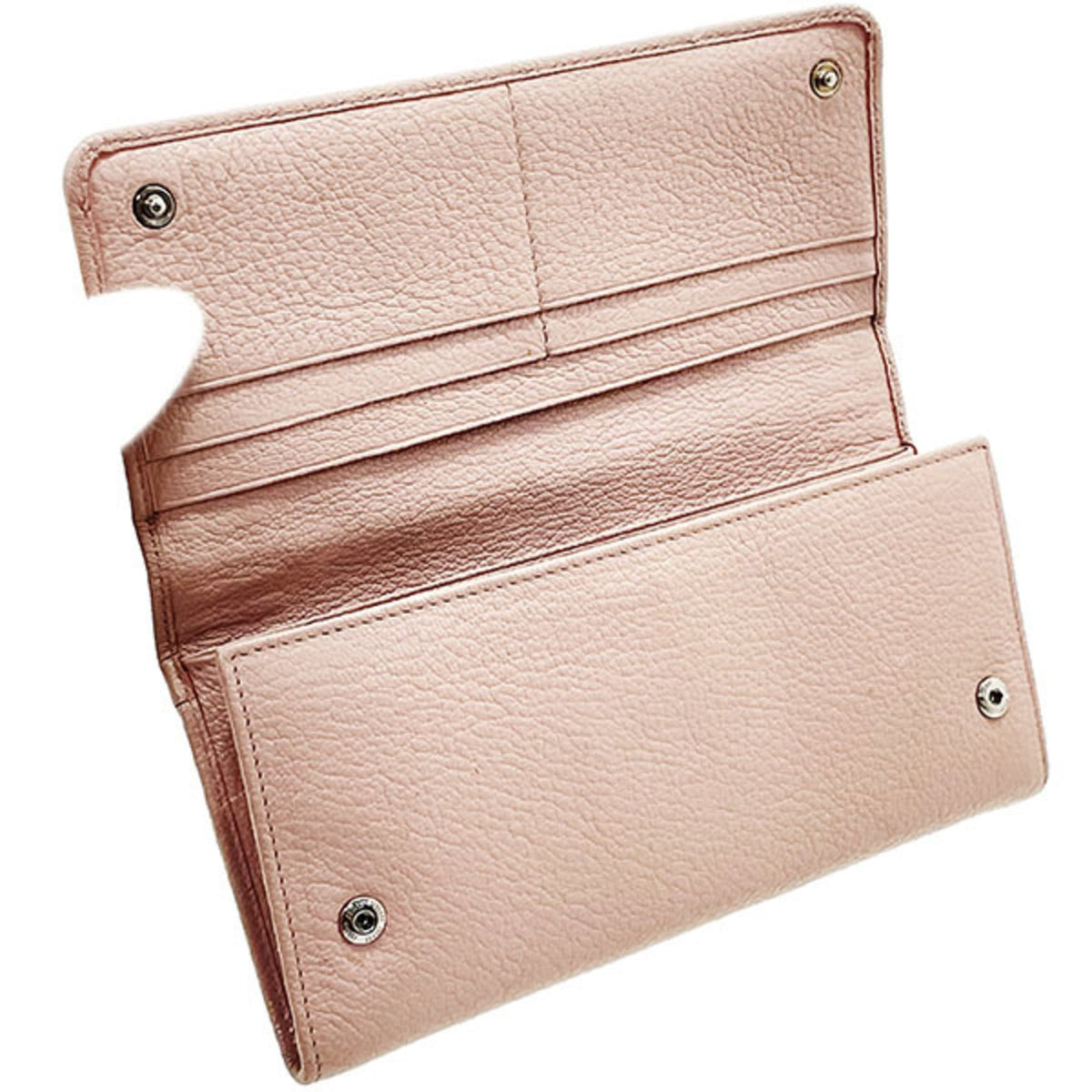 Miu Miu Beige Pink Pink Leather Long Wallet (Bi-Fold) (Pre-Owned)