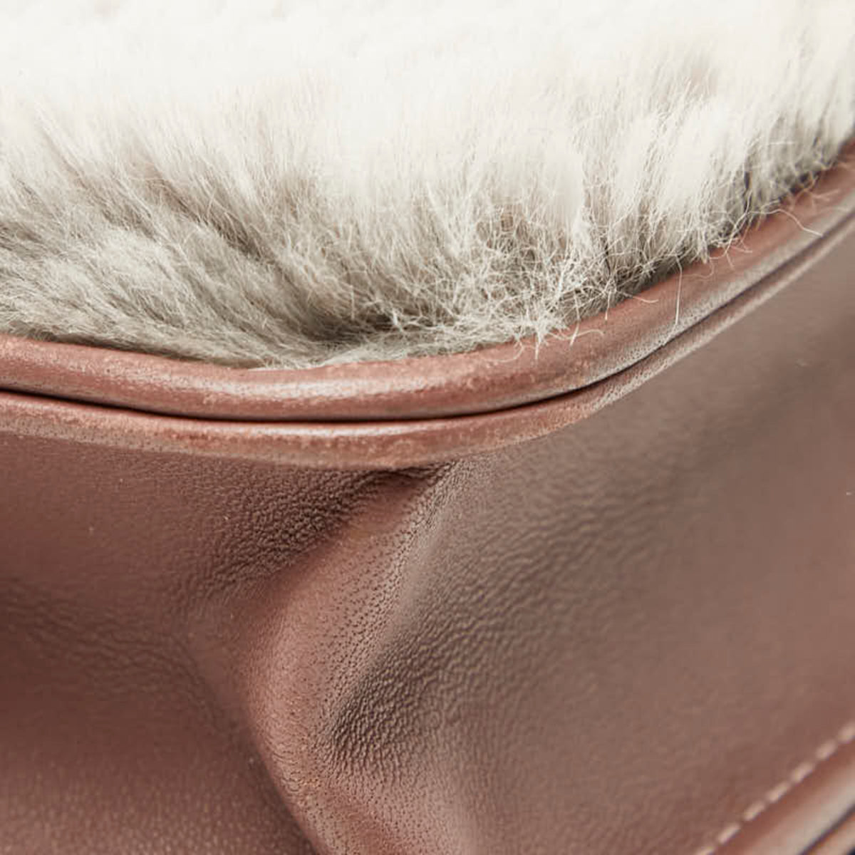 Chanel Gray Pink Fur Leather Shoulder Bag (Pre-Owned)