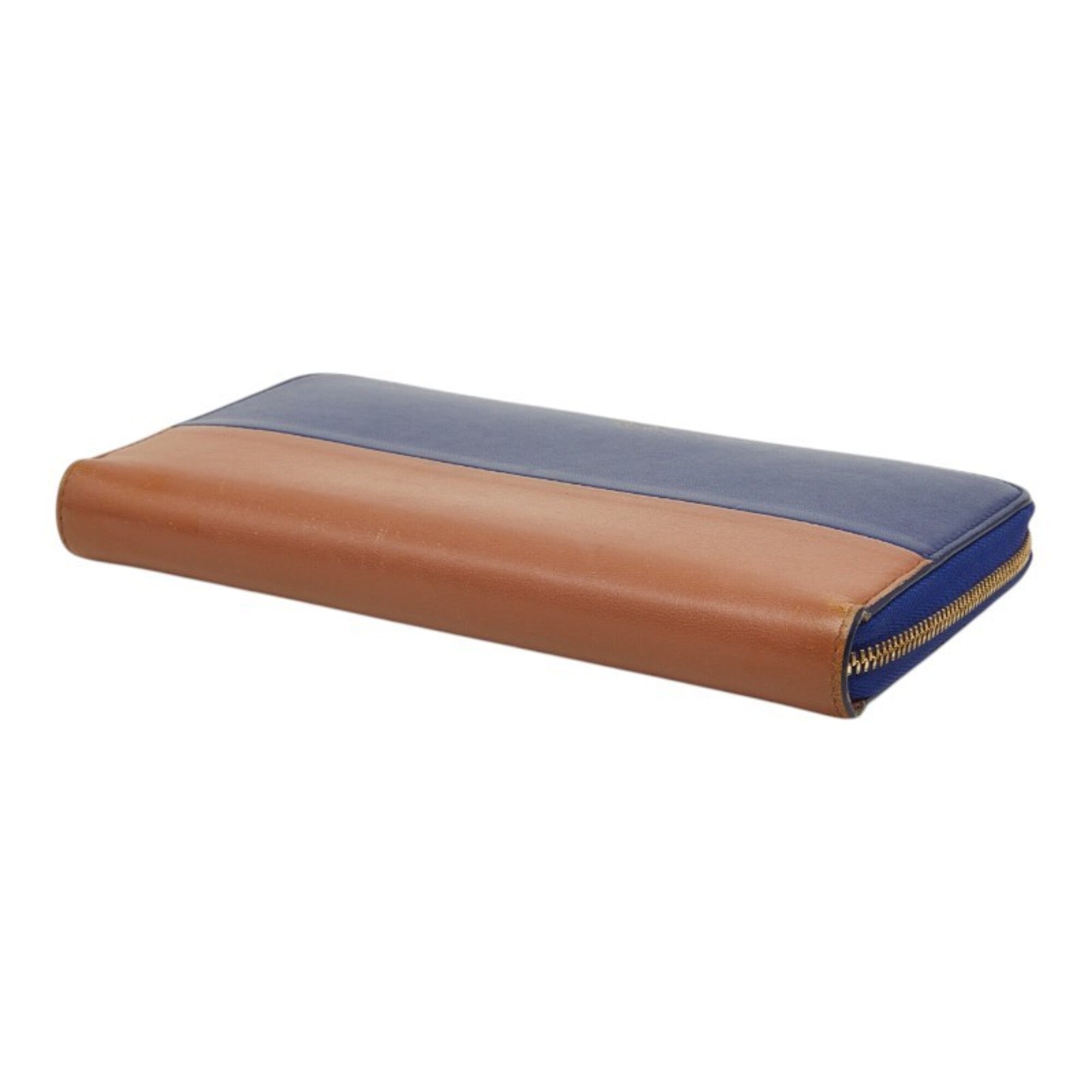 Celine Brown Navy Leather Long Wallet (Bi-Fold) (Pre-Owned)