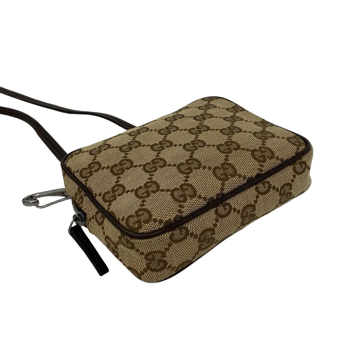 Gucci Brown Canvas Leather Pochette Shoulder Bag (Pre-Owned)
