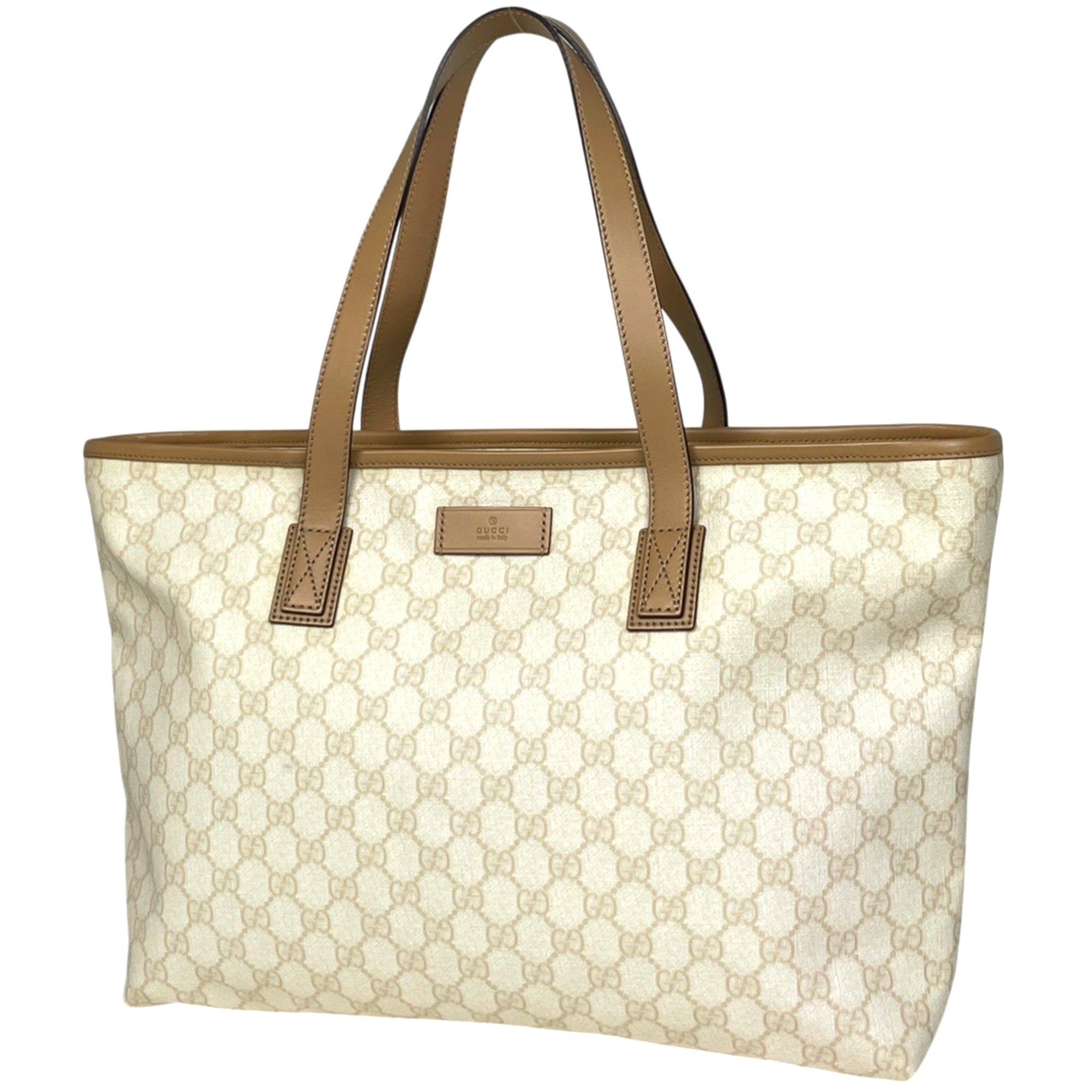 Gucci White Coated Canvas Leather Tote Bag (Pre-Owned)