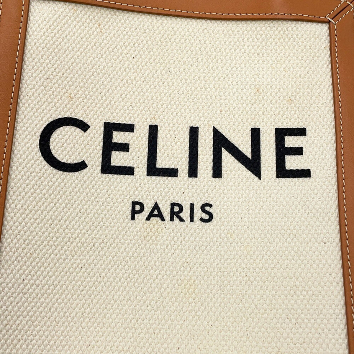 Celine Gold Canvas Leather Handbag Shoulder Bag (Pre-Owned)