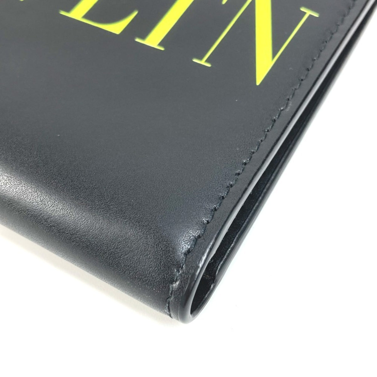 Valentino Black Yellow Leather Coin Purse/Coin Case (Pre-Owned)