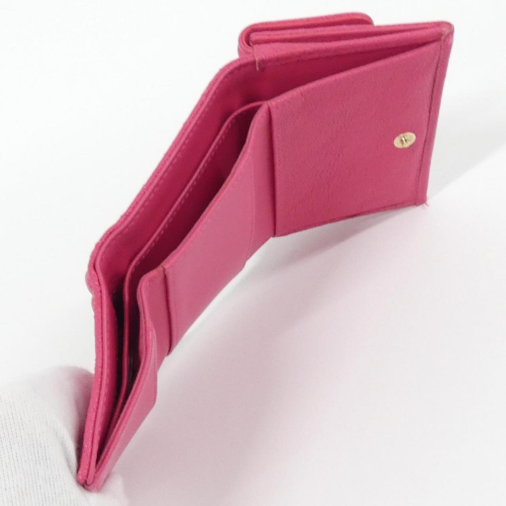 Chanel Pink Grained Calfskin Wallet (Tri-Fold) (Pre-Owned)