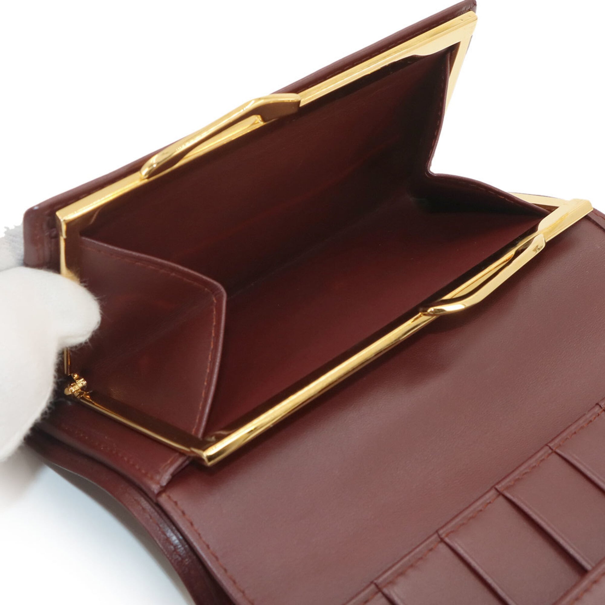 Cartier Bordeaux Leather Wallet (Tri-Fold) (Pre-Owned)