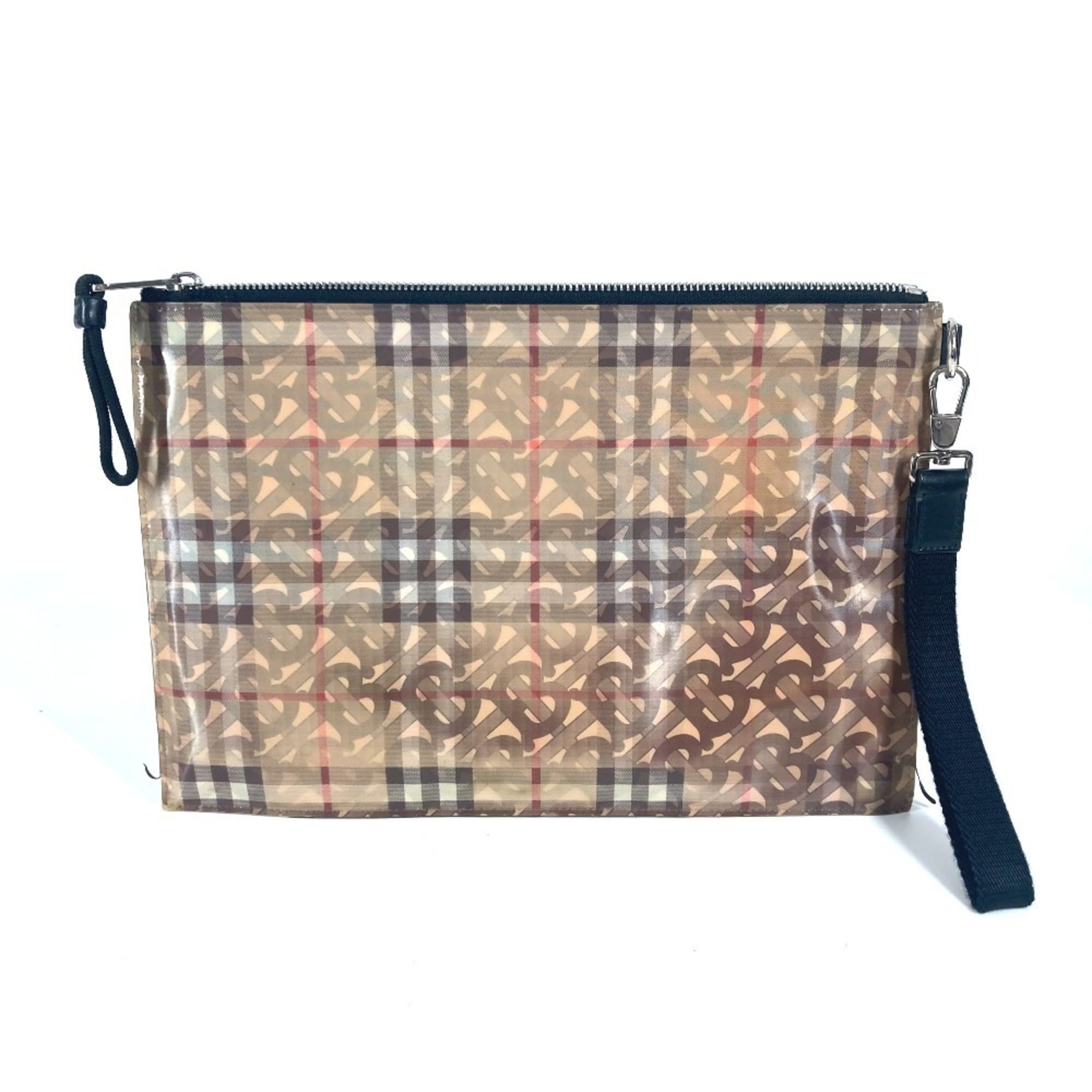 Burberry Beige Black Nylon Clutch Bag Pouch (Pre-Owned)