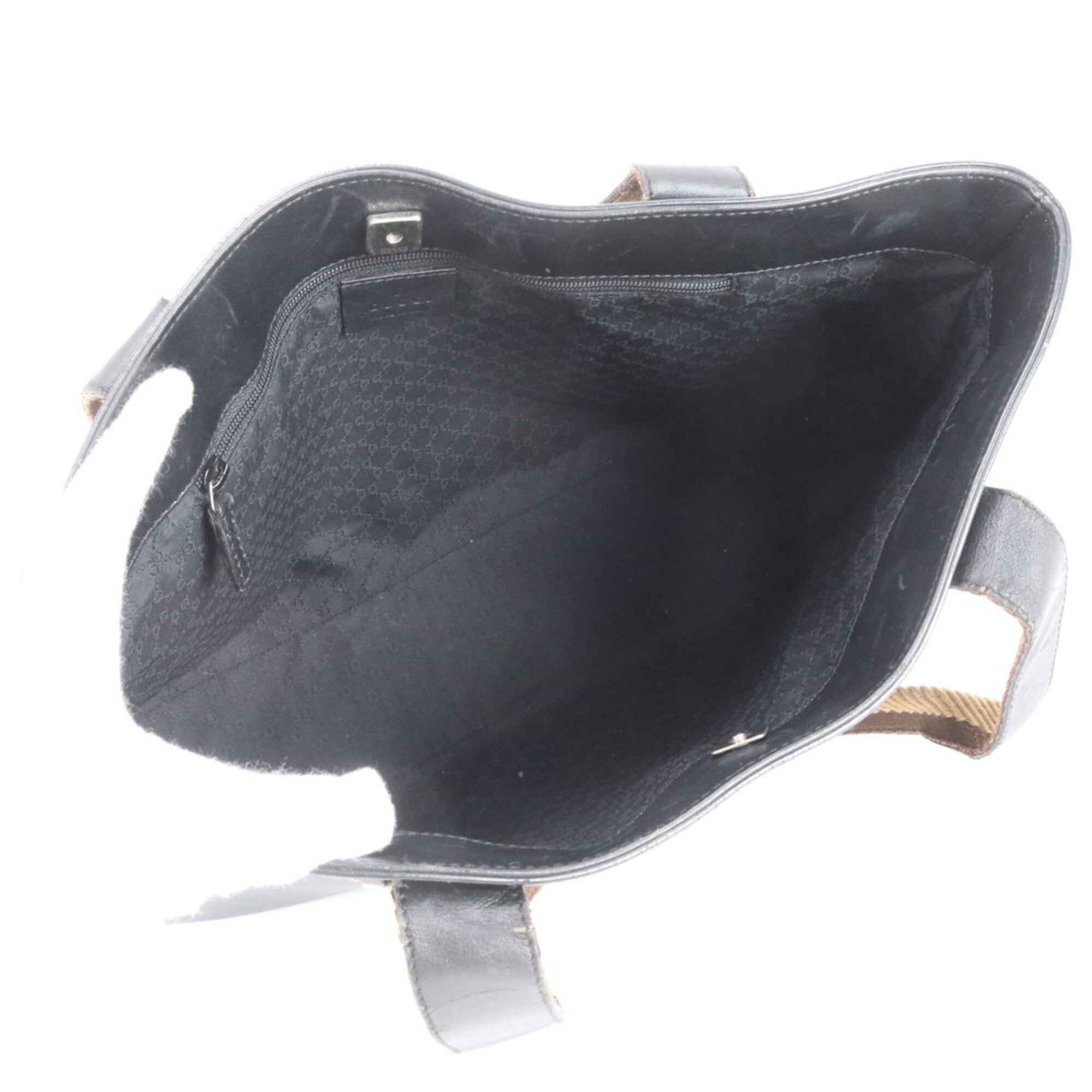 Gucci Black Brown Leather Handbag Tote Bag (Pre-Owned)