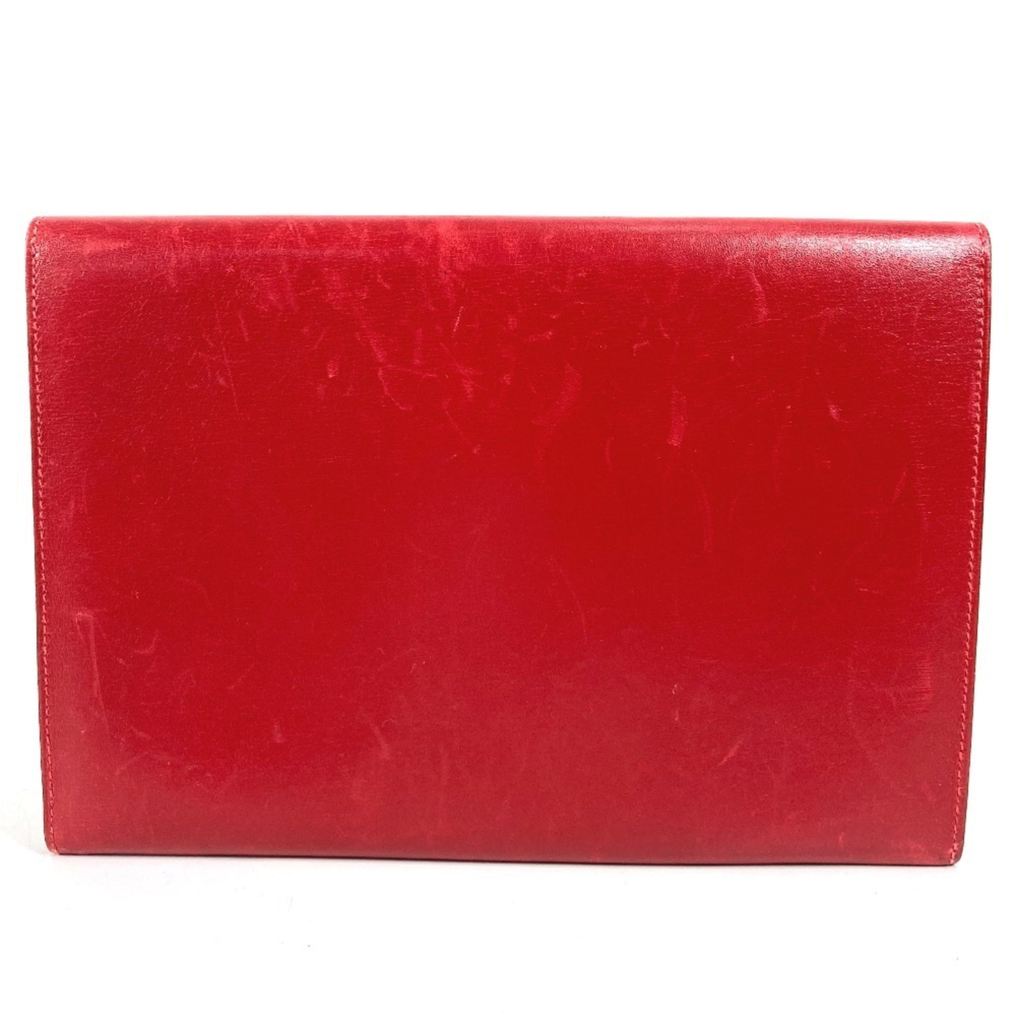 Hermes Red Color Leather Clutch Bag Pochette Pouch (Pre-Owned)
