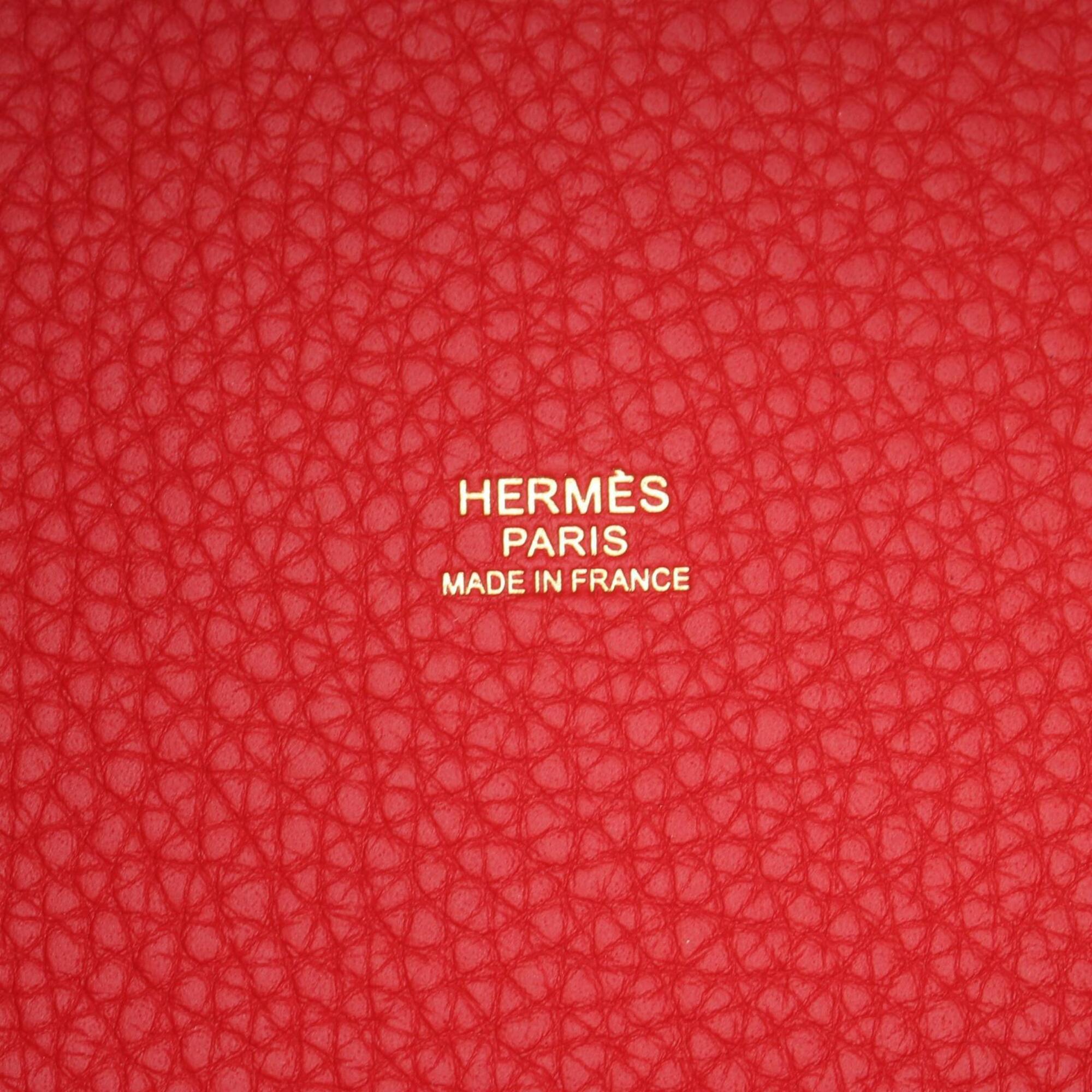 Hermes Red Color Vermilion Taurillon Clemence Leather Leather Handbag (Pre-Owned)