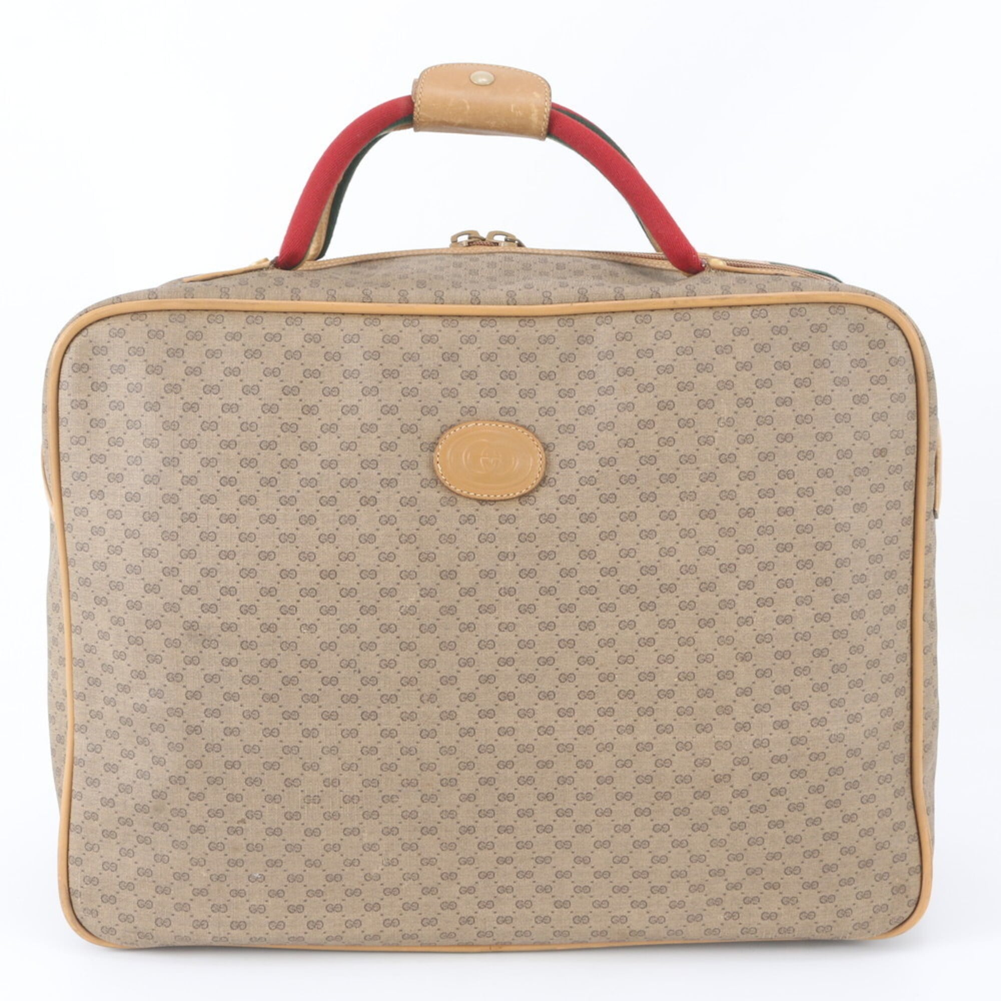 Gucci Beige Leather Coated Canvas Boston Bag Tote Bag (Pre-Owned)
