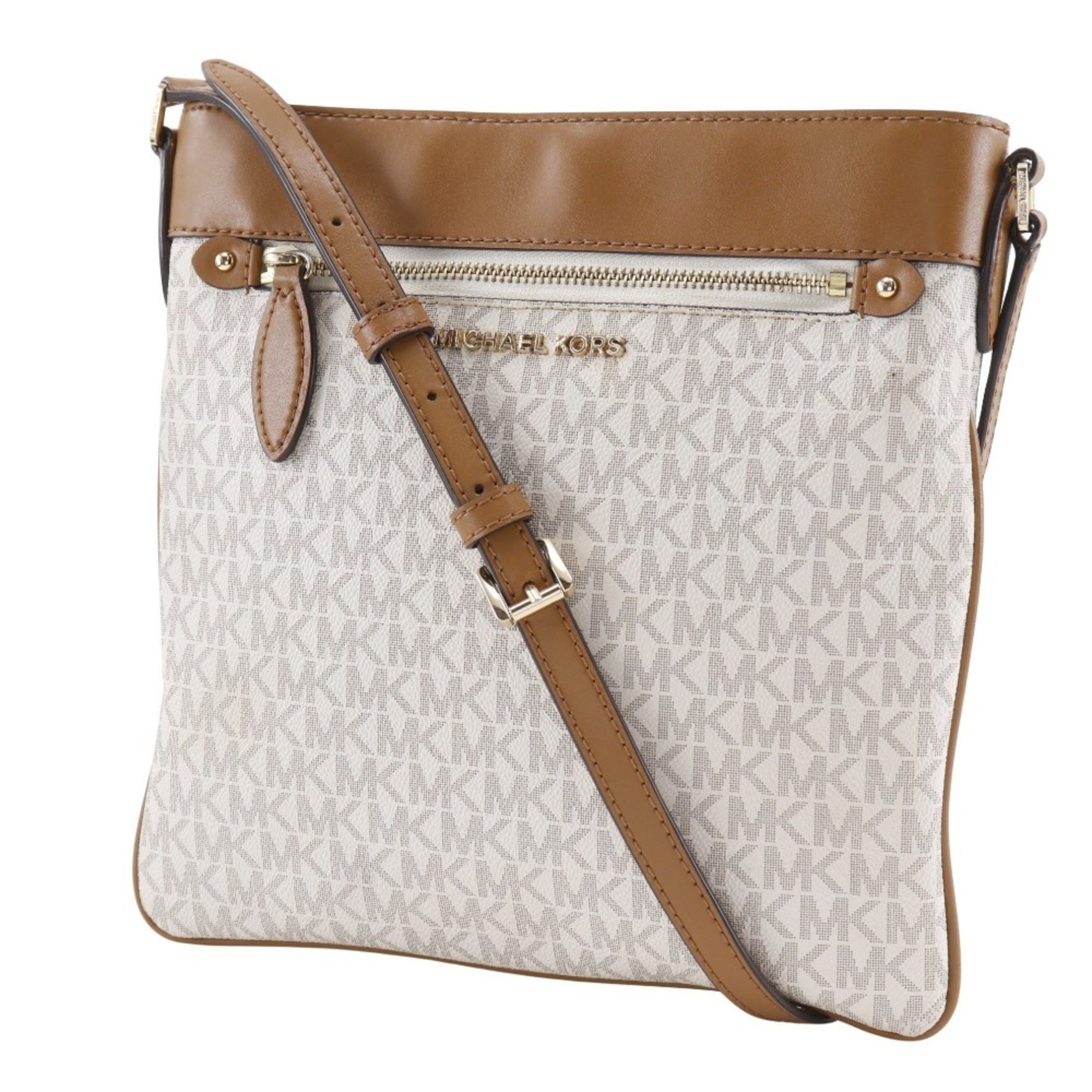 Michael Kors Brown White Pvc Shoulder Bag (Pre-Owned)