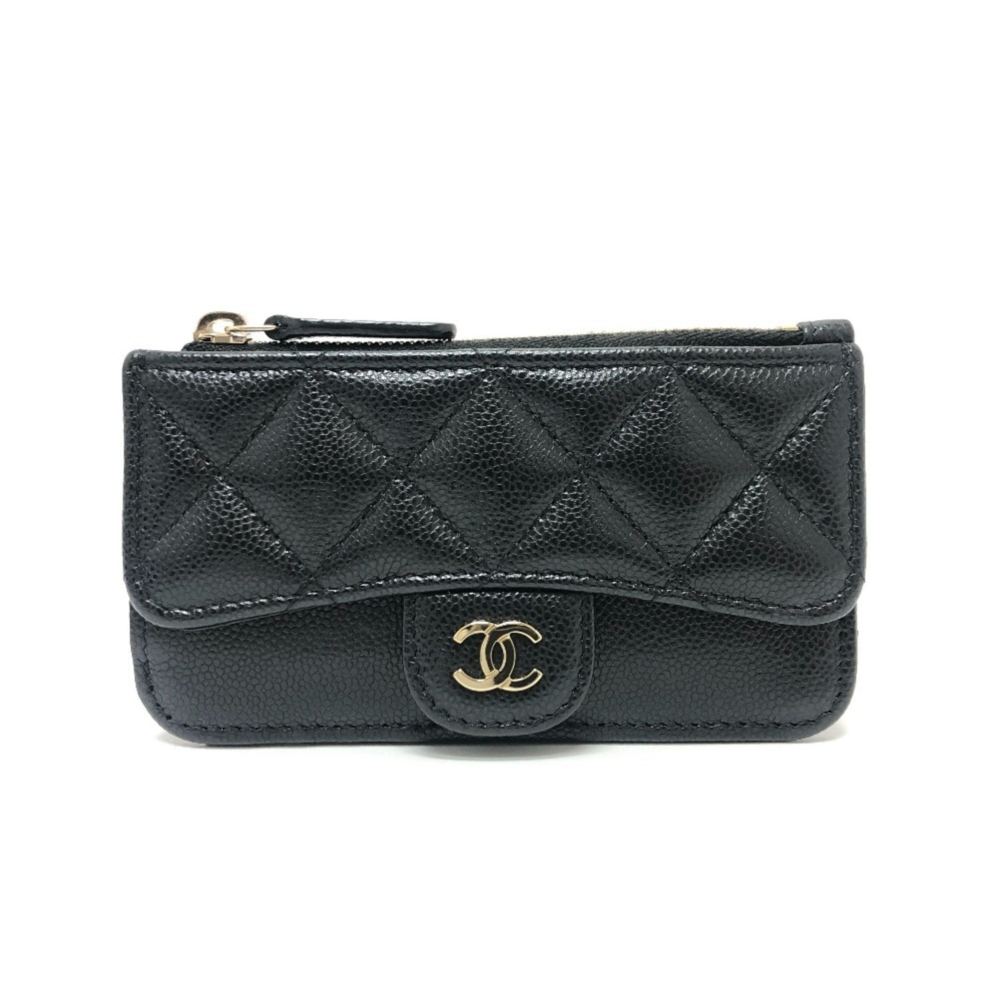 Chanel Black Grained Calfskin Coin Purse/Coin Case (Pre-Owned)