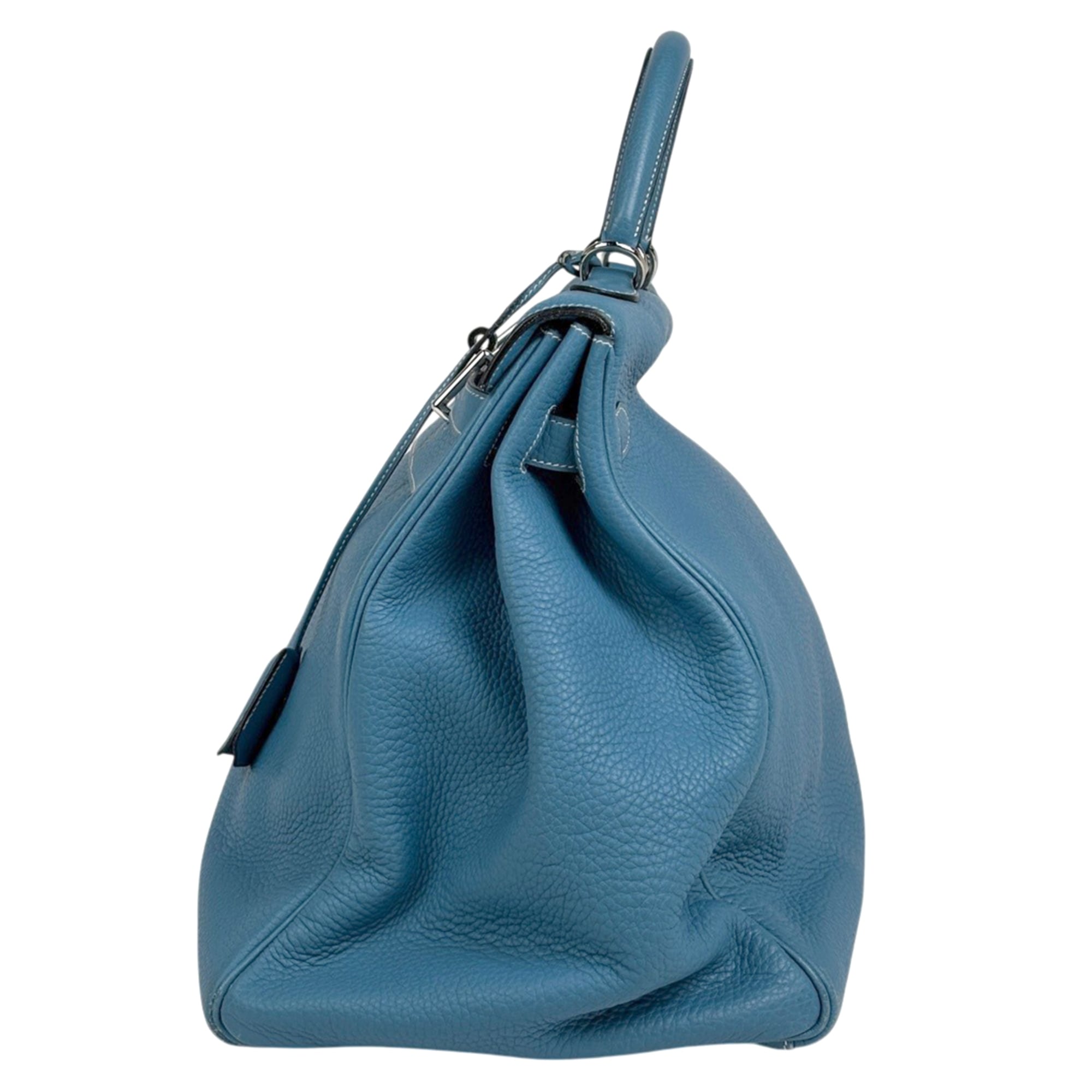 Hermes Blue Jean Togo Leather Handbag (Pre-Owned)