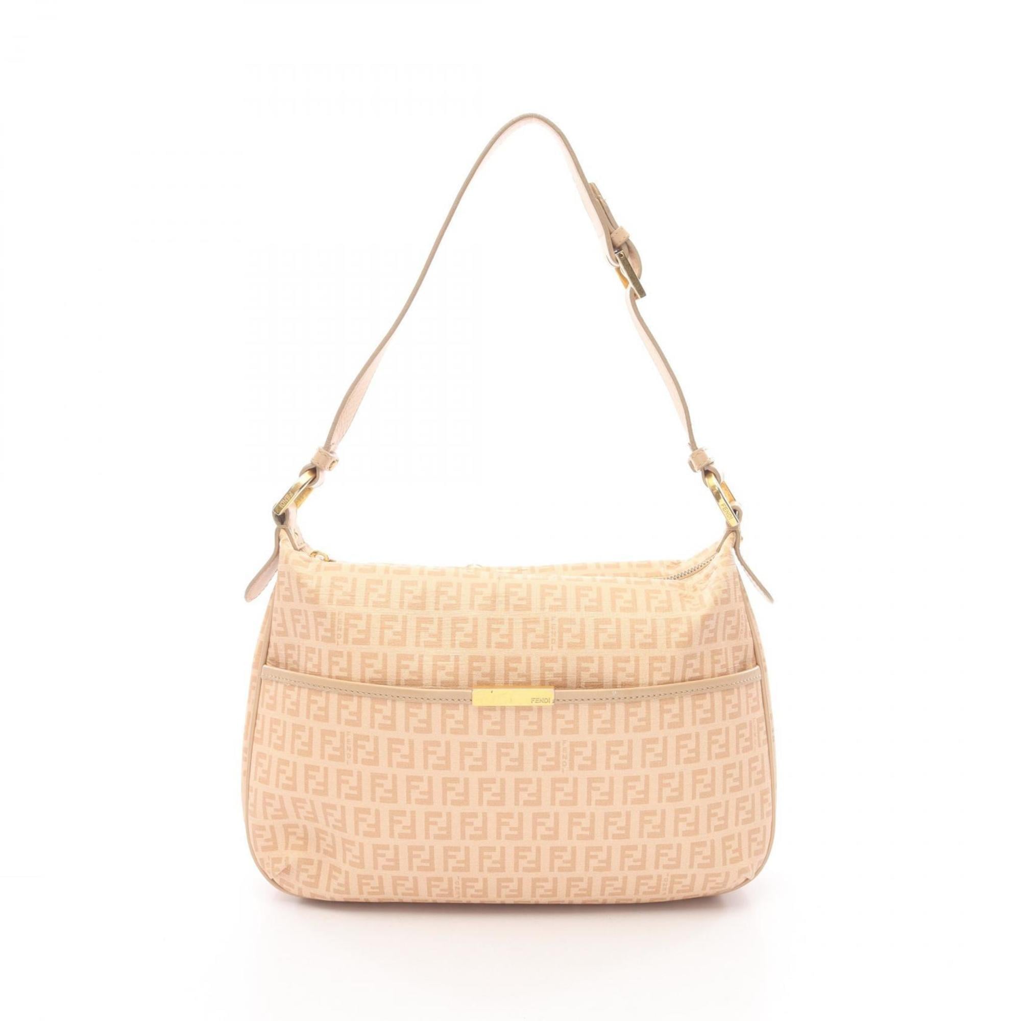 Fendi Beige Coated Canvas Leather Shoulder Bag (Pre-Owned)