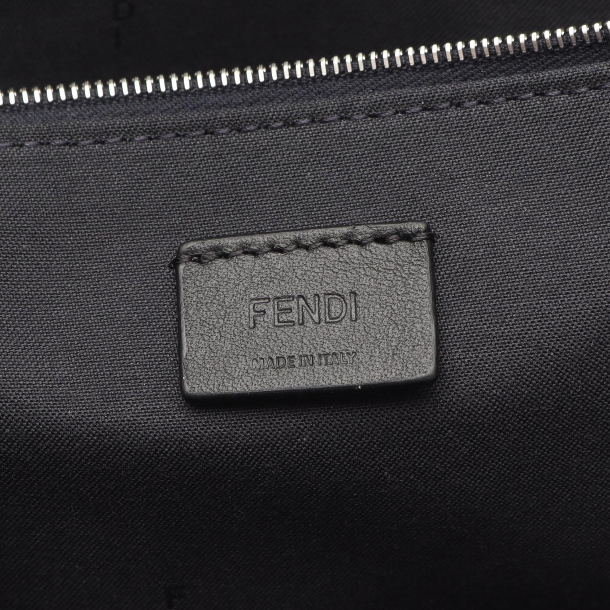 Fendi Blue Brown Canvas Leather Handbag Tote Bag (Pre-Owned)