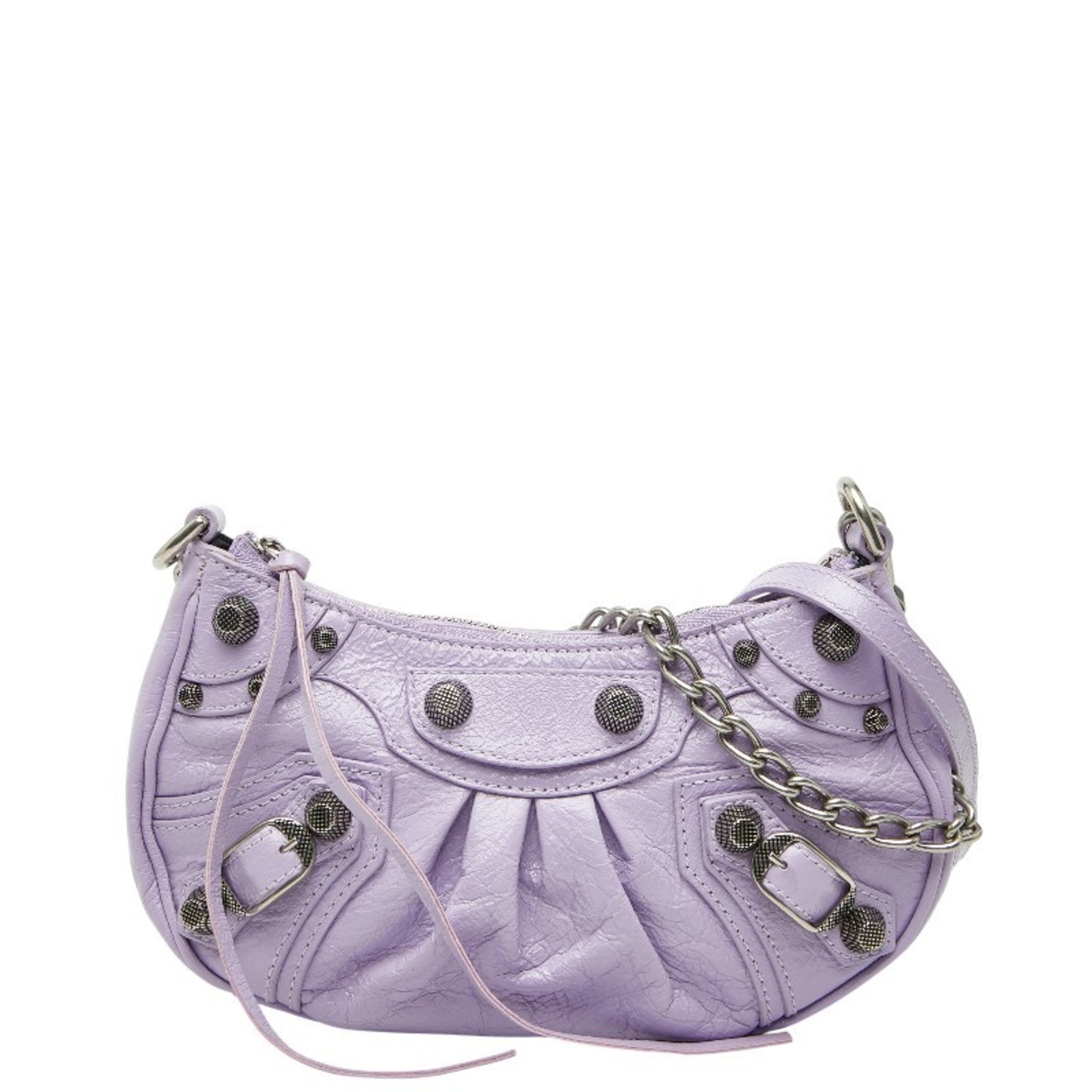 Balenciaga Purple Leather Handbag Shoulder Bag (Pre-Owned)