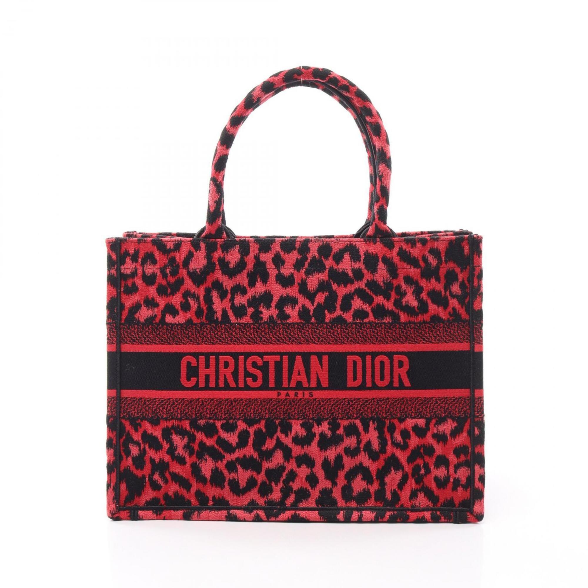 Christian Dior Black Red Color Canvas Handbag Tote Bag (Pre-Owned)
