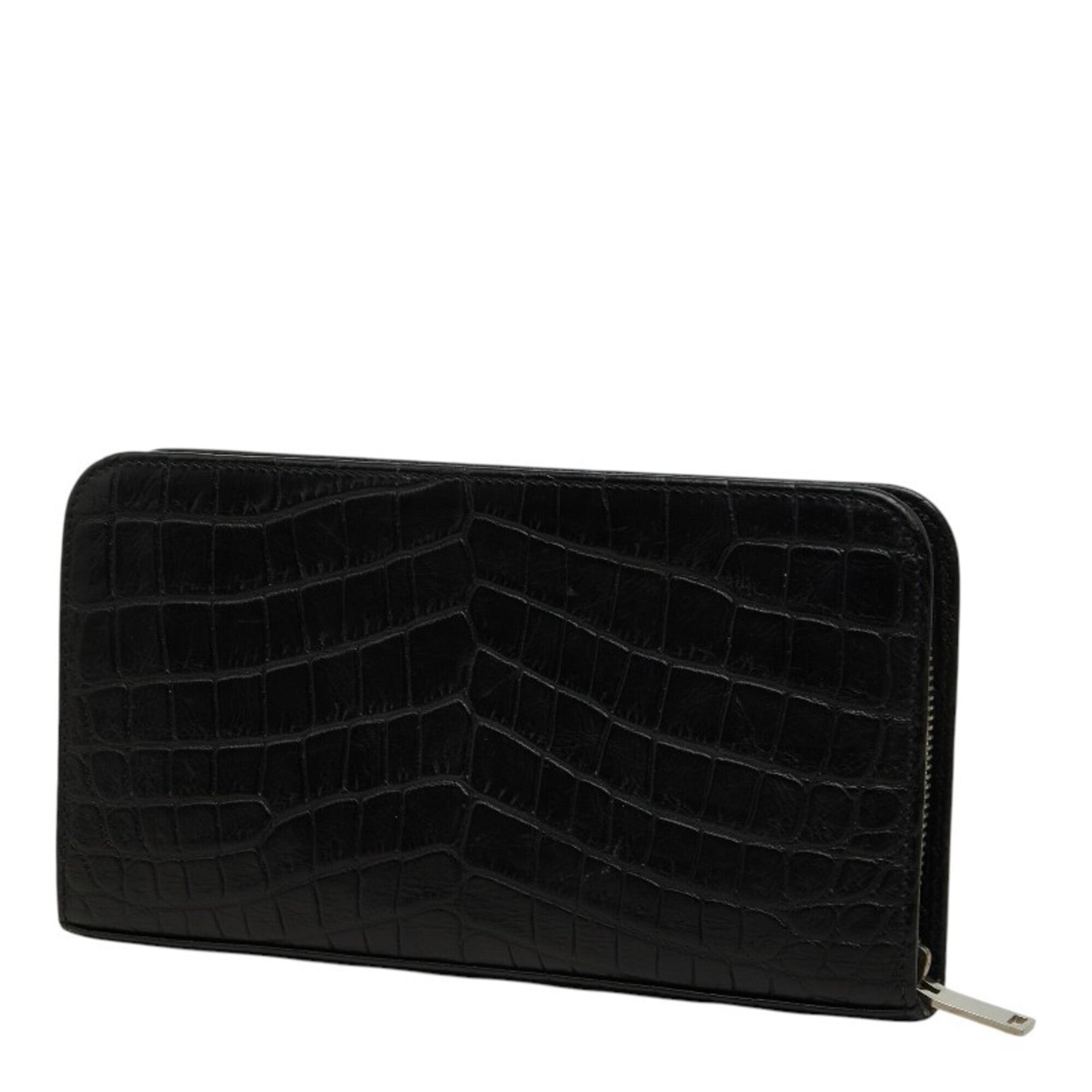 Saint Laurent Black Leather Long Wallet (Bi-Fold) (Pre-Owned)