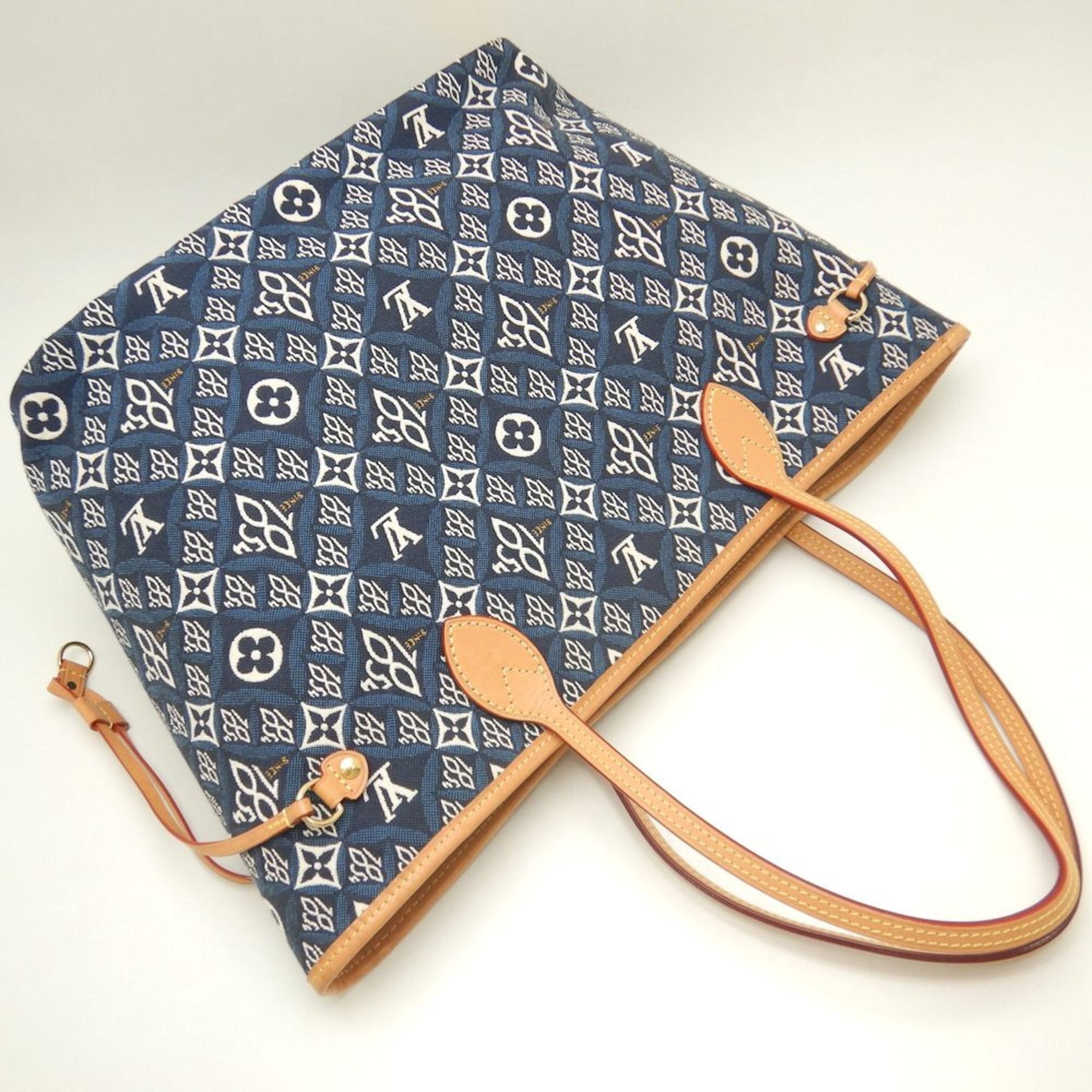 Louis Vuitton Blue Monogram Monogram Cotton Canvas Leather Tote Bag (Pre-Owned)