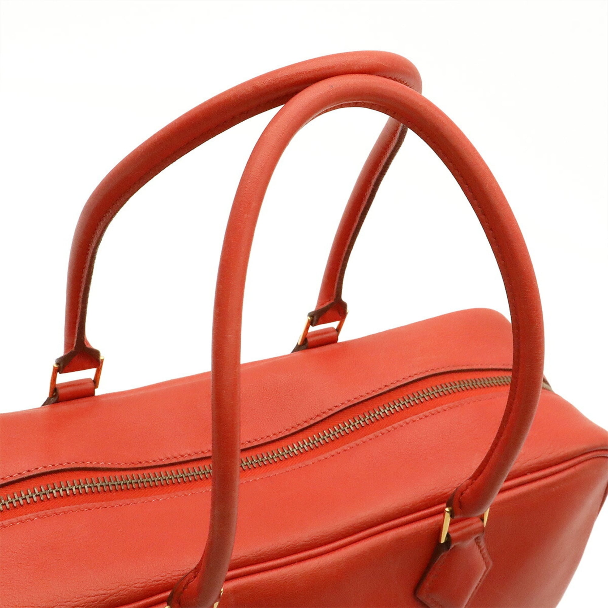Hermes Red Color Rouge Vif Courchevel Leather Handbag Tote Bag (Pre-Owned)