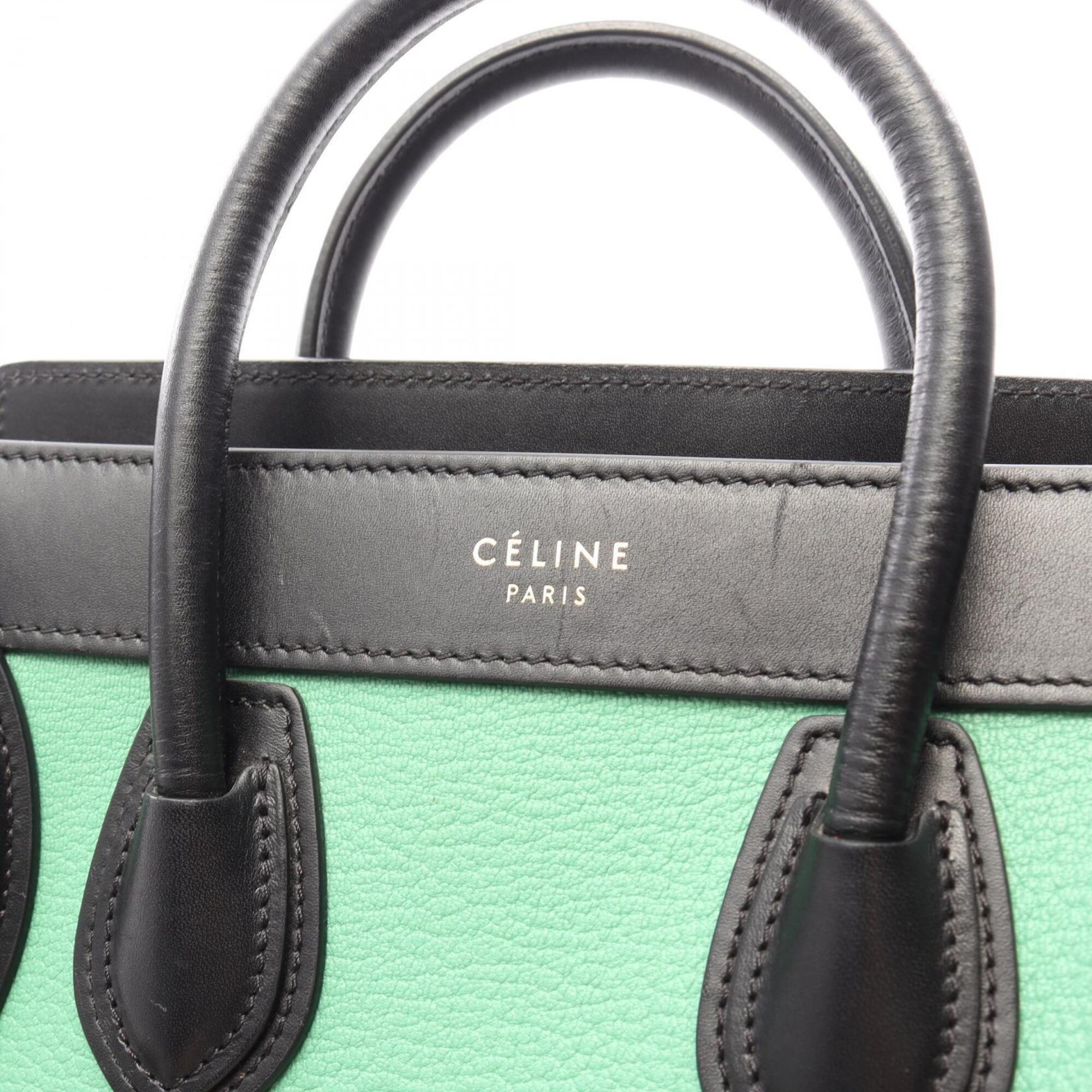 Celine Black Blue Green Leather Handbag (Pre-Owned)