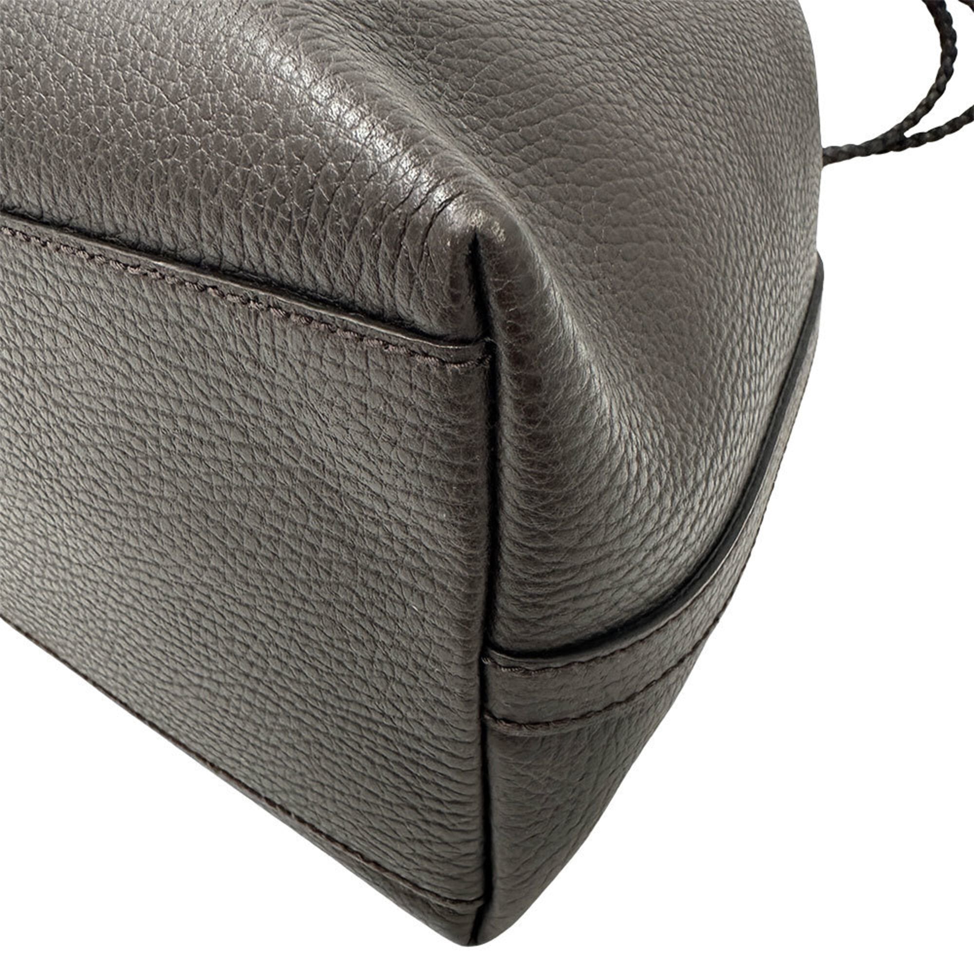 Gucci Dark Brown Leather Handbag Tote Bag (Pre-Owned)