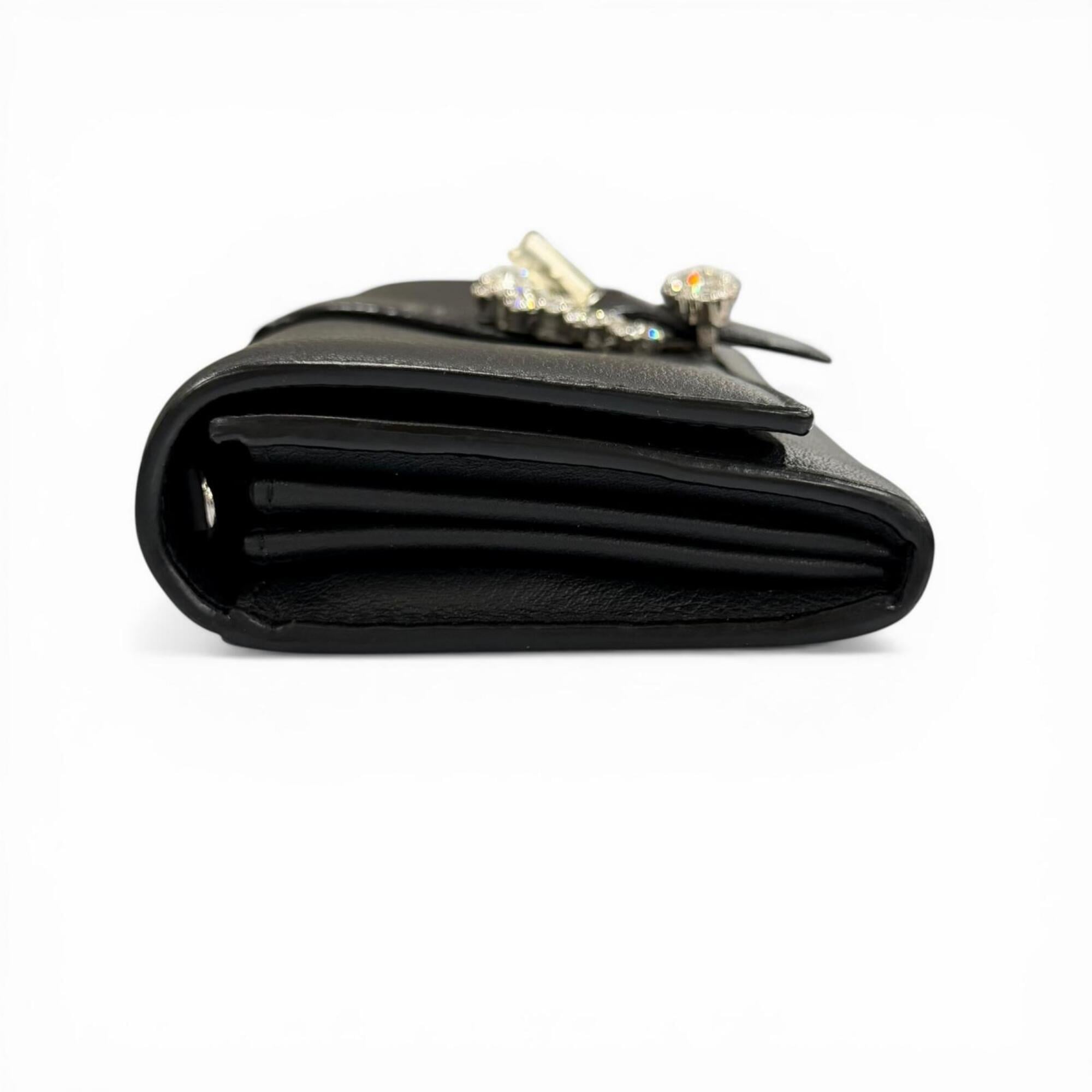 Jimmy Choo Black Leather Chain/Shoulder Wallet (Pre-Owned)