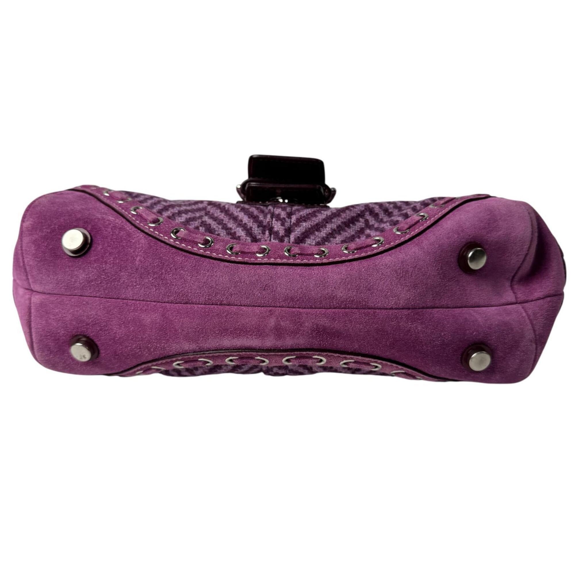 Coach Purple Suede Wool Jacquard Patent Leather Handbag (Pre-Owned)