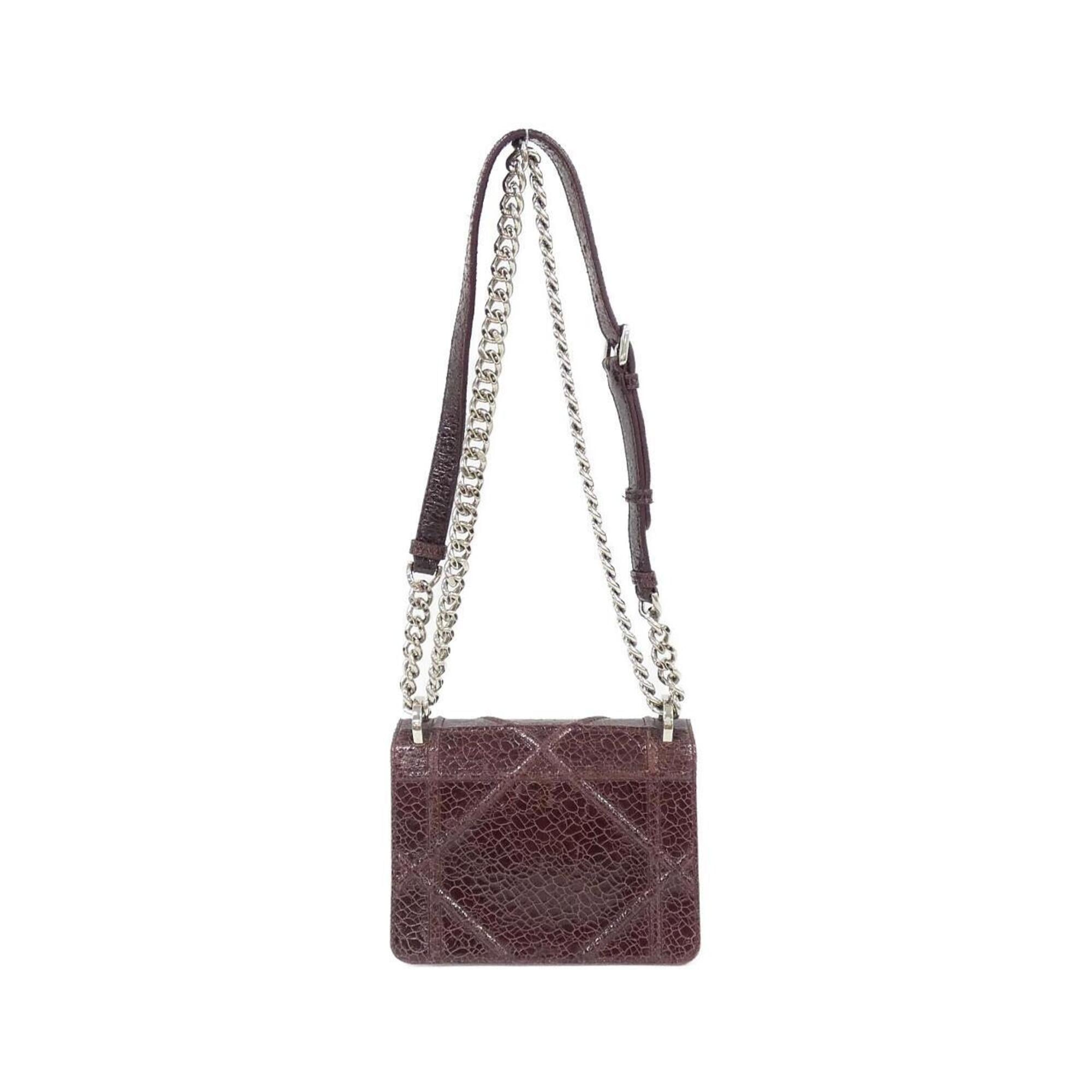 Christian Dior Blue Bordeaux Green Red Color Leather Shoulder Bag (Pre-Owned)