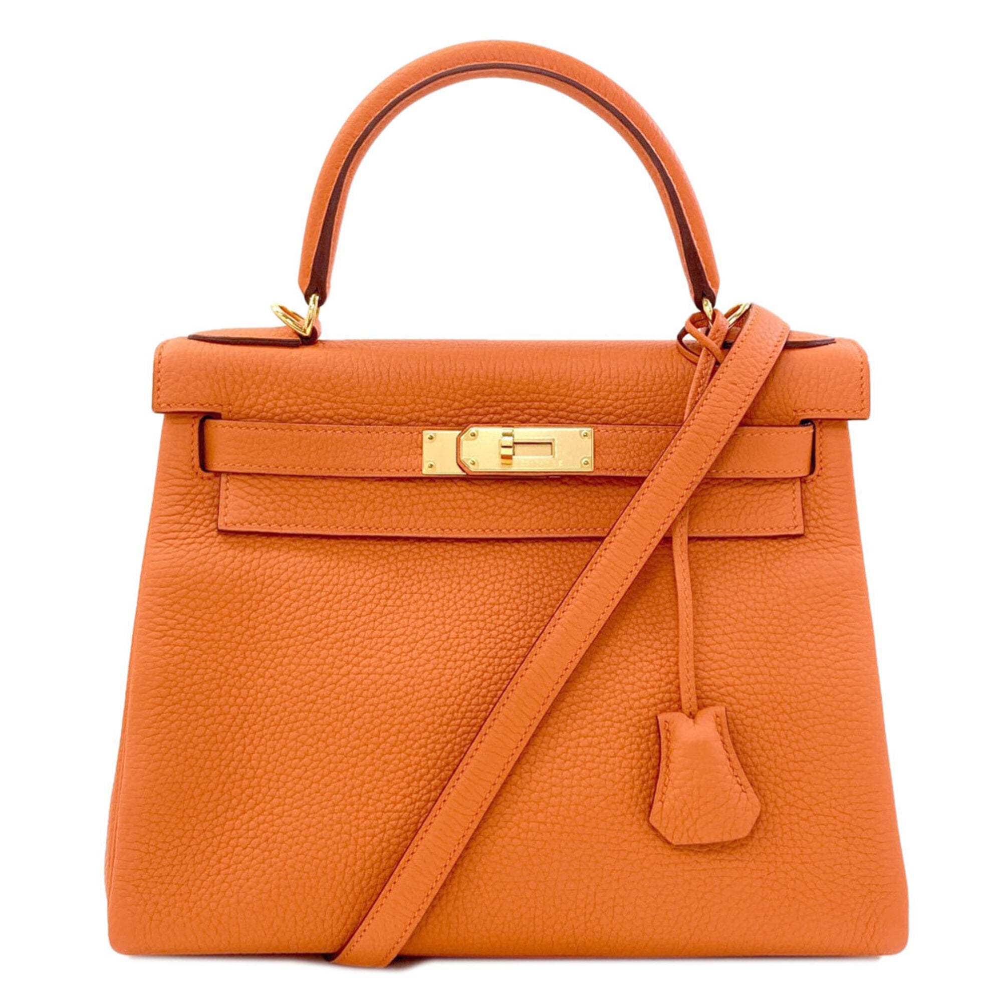 Hermes Kelly Orange Togo Leather Handbag (Pre-Owned)