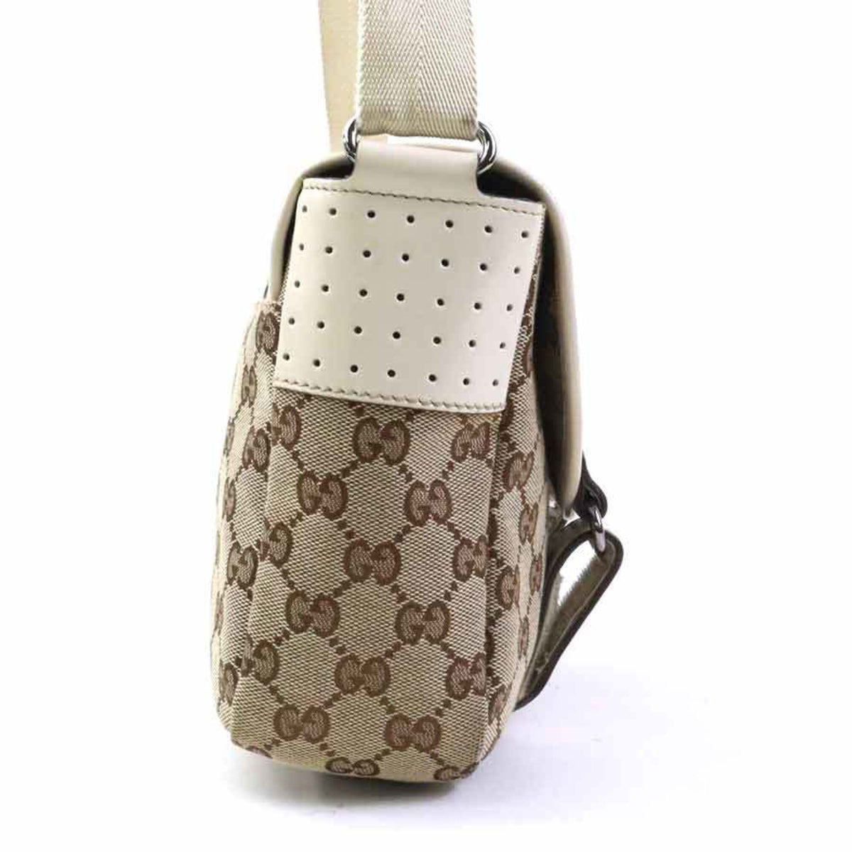 Gucci Brown Ivory Gg Canvas Leather Shoulder Bag (Pre-Owned)