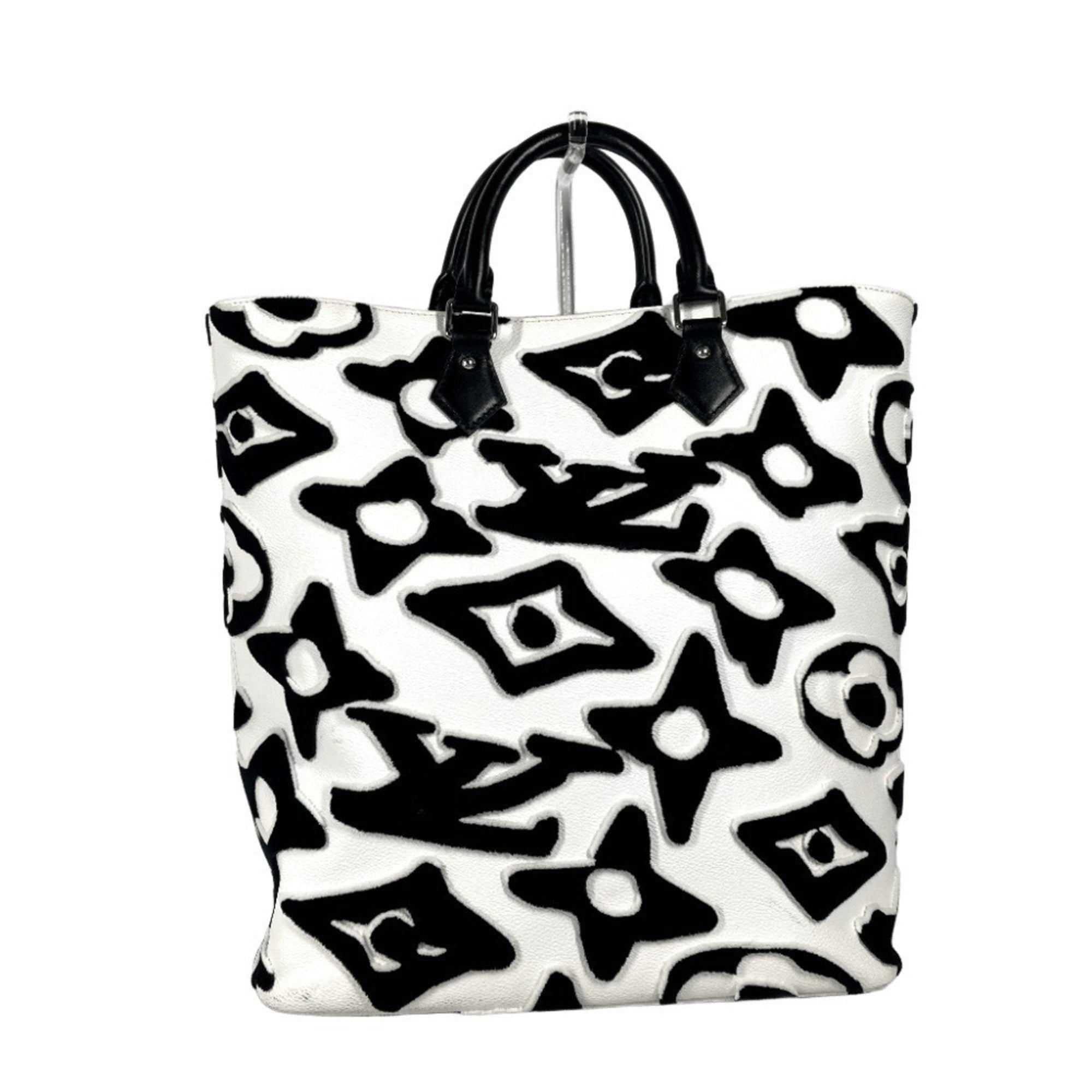 Louis Vuitton Black White Coated Canvas Shoulder Bag Tote Bag (Pre-Owned)