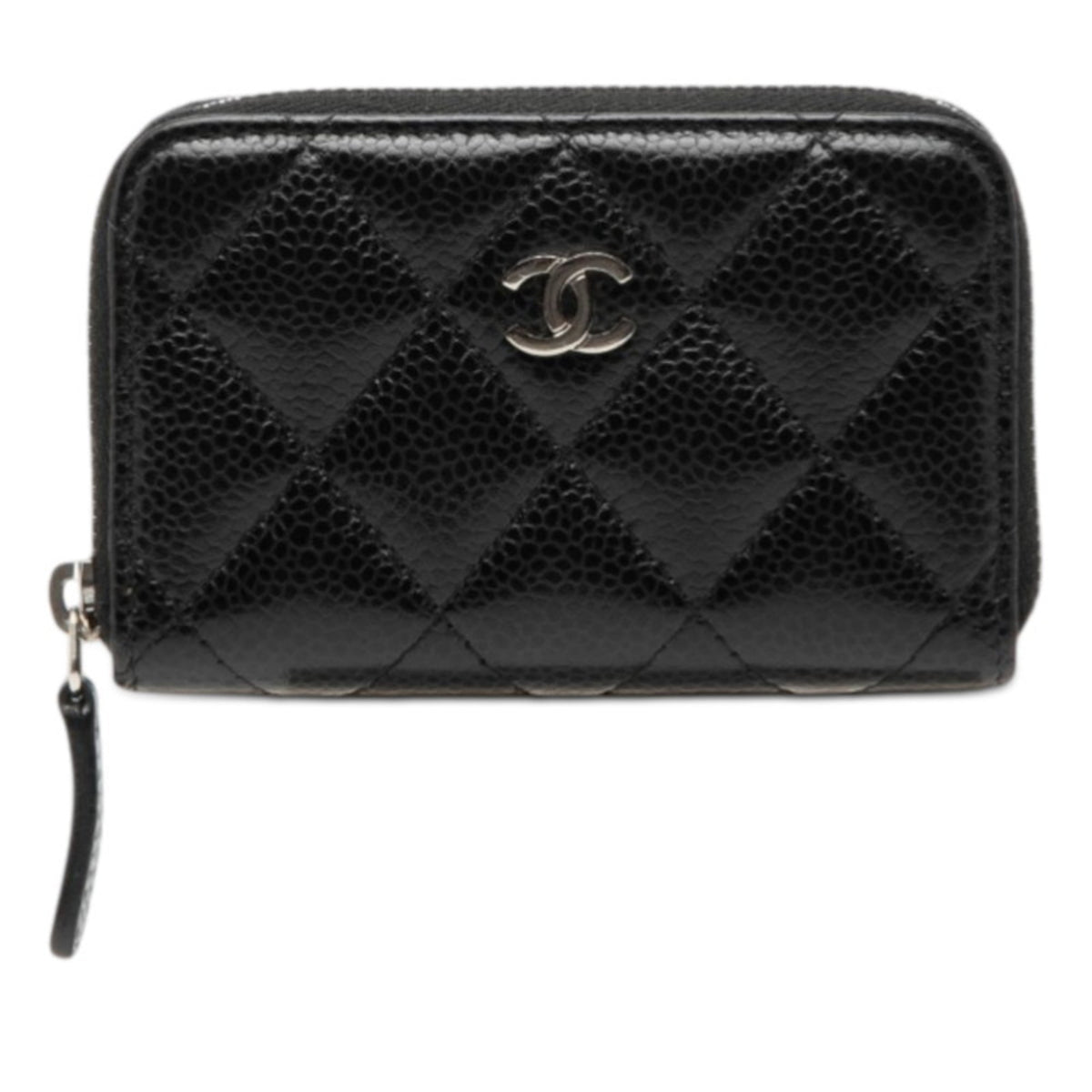 Chanel Matelasse Black Grained Calfskin Coin Purse/Coin Case (Pre-Owned)