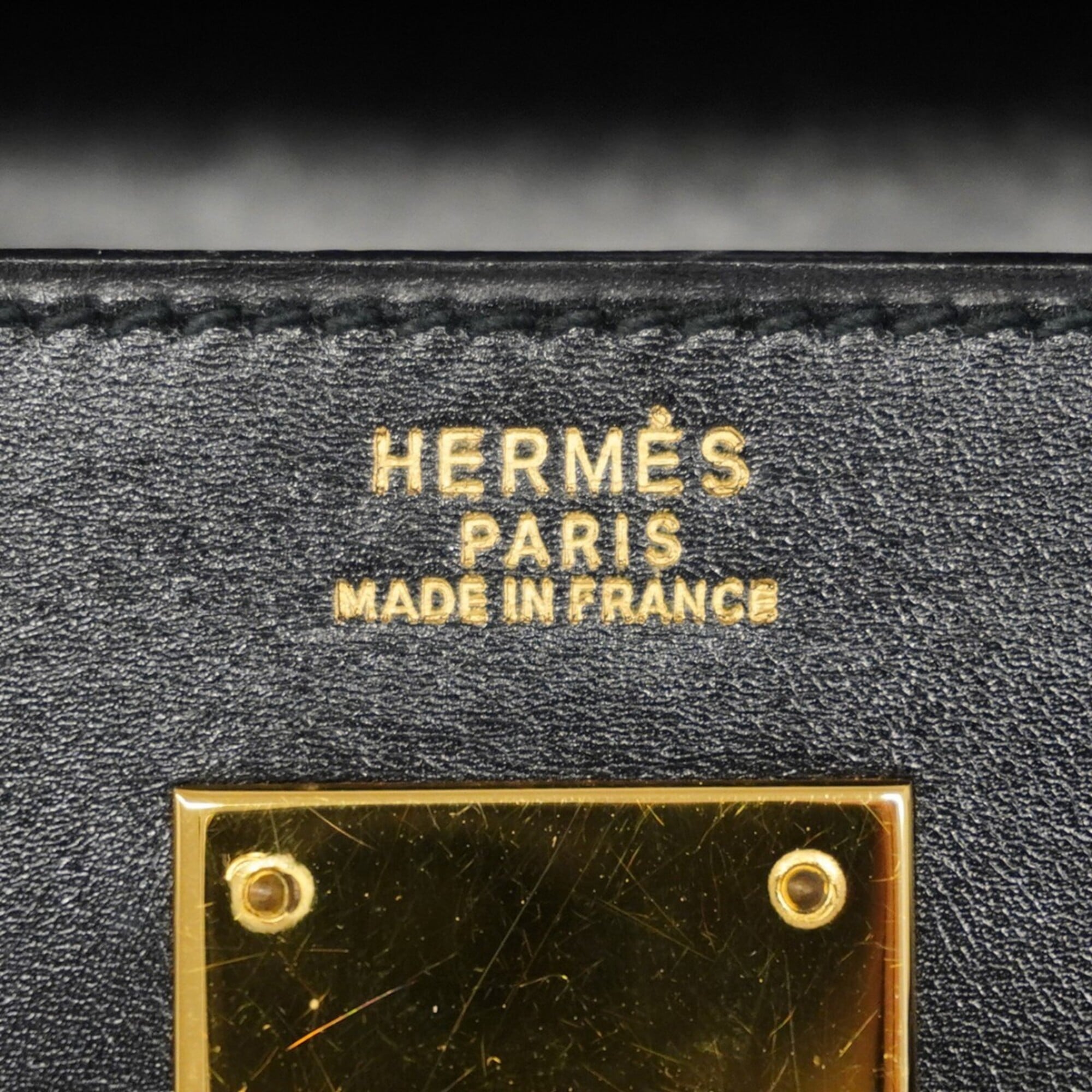 Hermes Black Box Calf Leather Handbag (Pre-Owned)