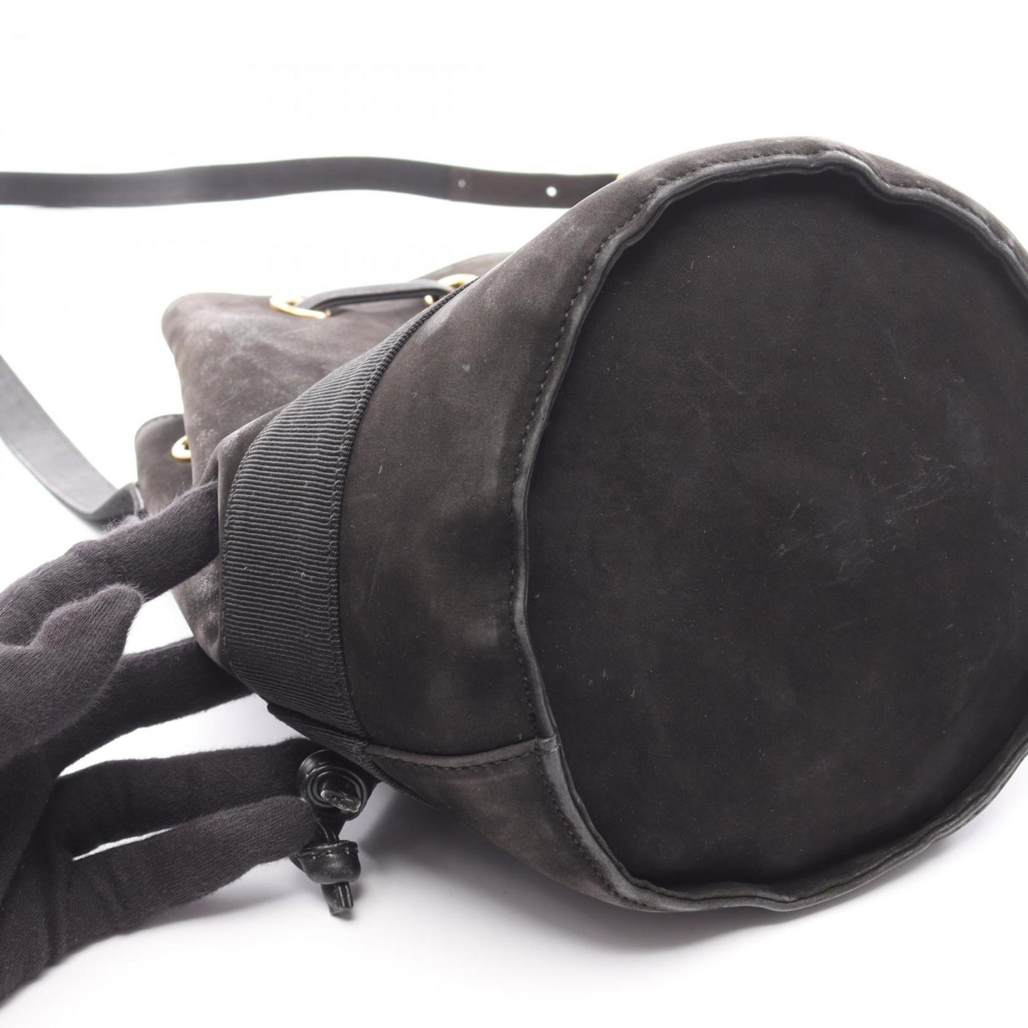 Salvatore Ferragamo Vara Black Suede Shoulder Bag (Pre-Owned)