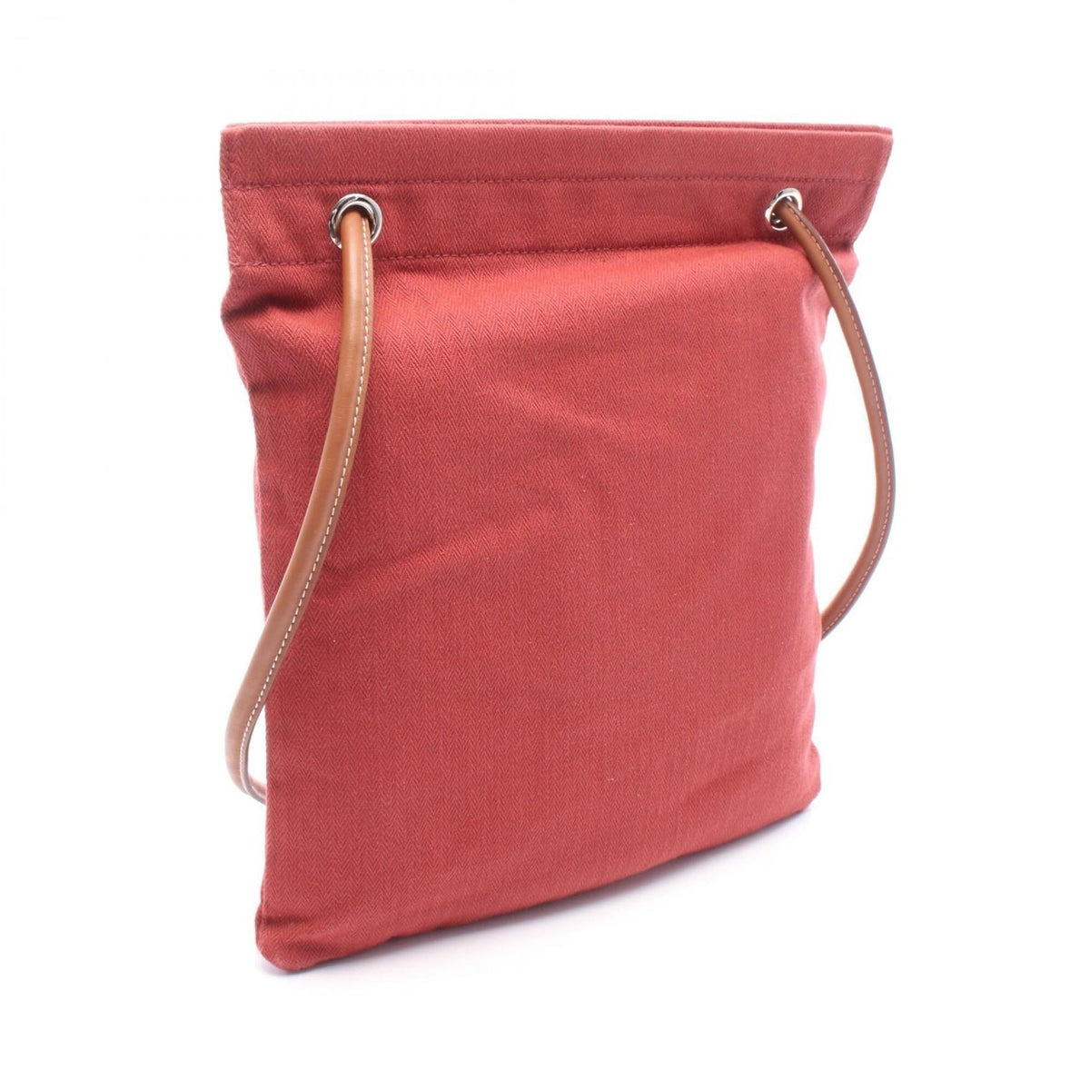 Hermes Brown Navy Red Color Rouge H Toile Chevron Swift Leather Handbag Shoulder Bag (Pre-Owned)