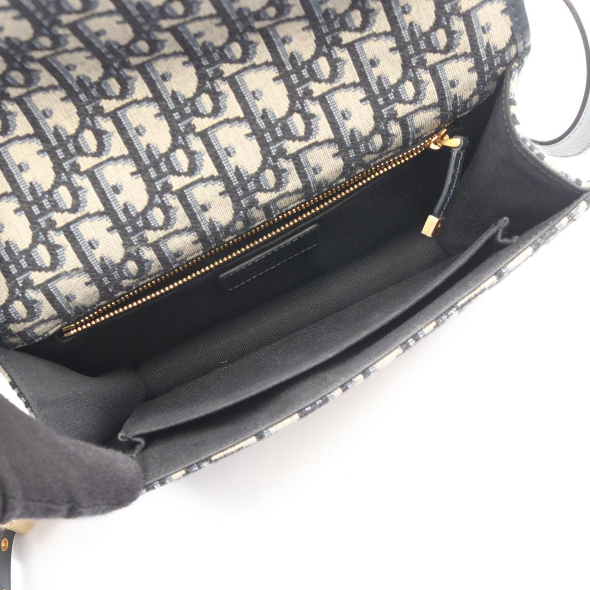 Christian Dior Beige Black Navy Canvas Leather Handbag Shoulder Bag (Pre-Owned)