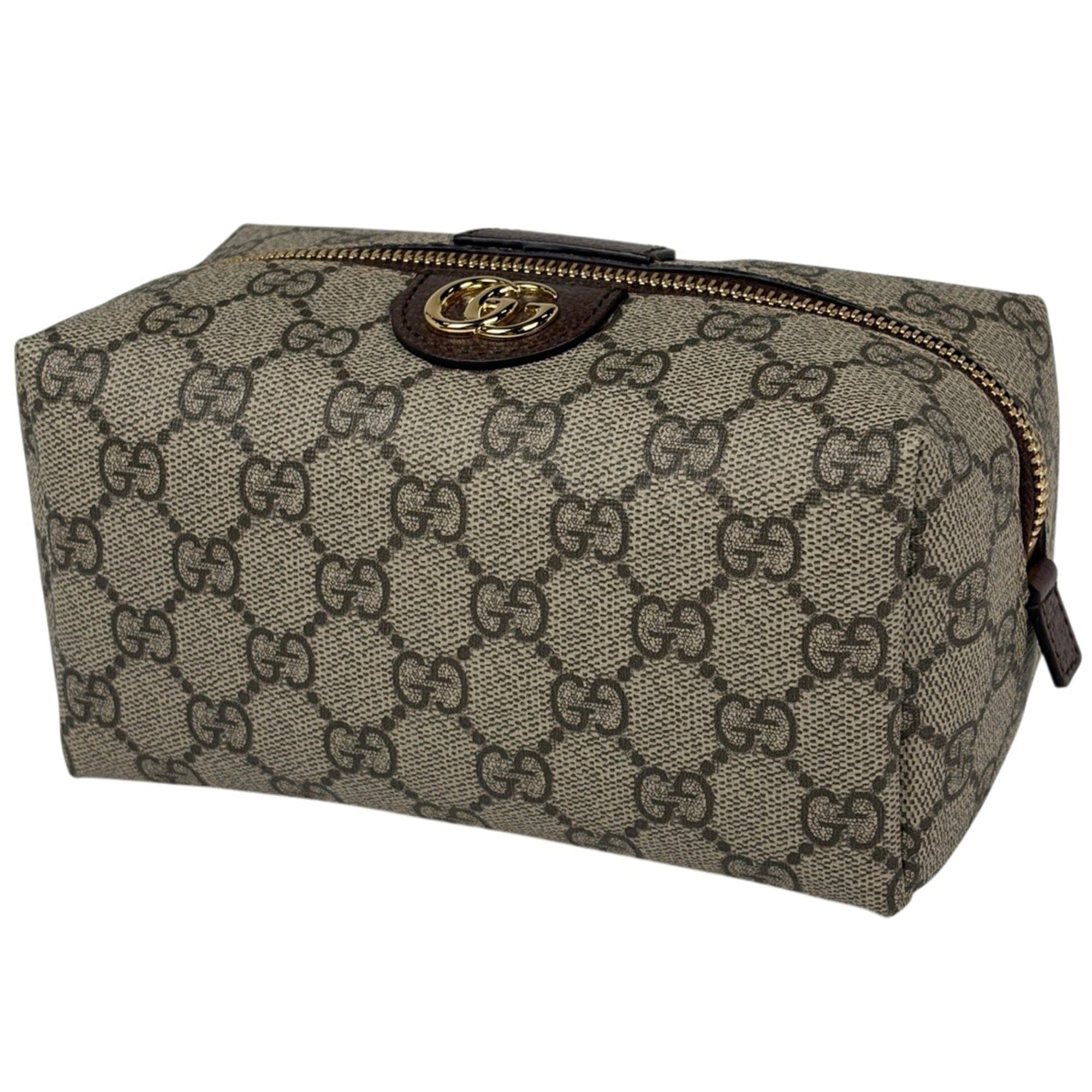 Gucci Beige Brown Coated Canvas Pouch (Pre-Owned)