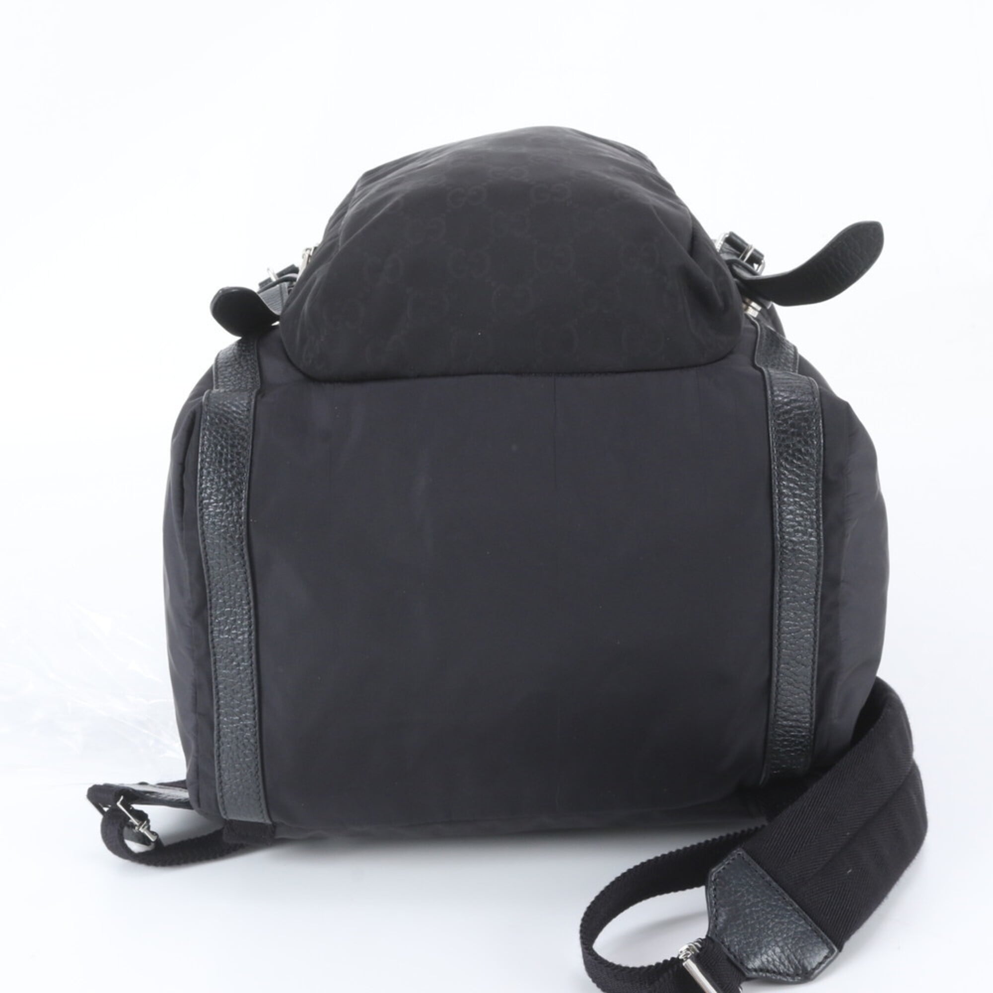 Gucci Black Leather Nylon Backpack Shoulder Bag (Pre-Owned)
